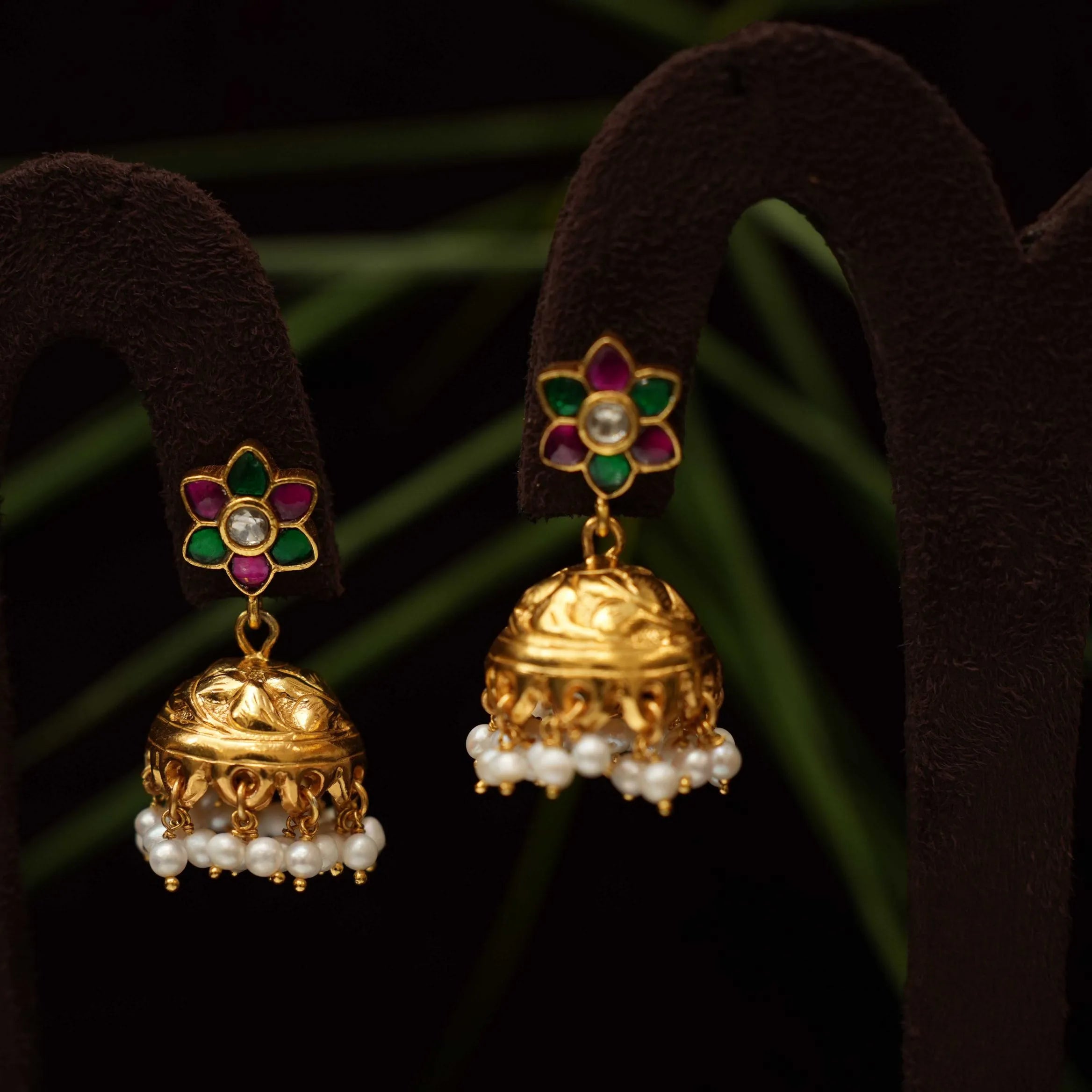 Ansha Silver Mini Jhumka - Multicolor