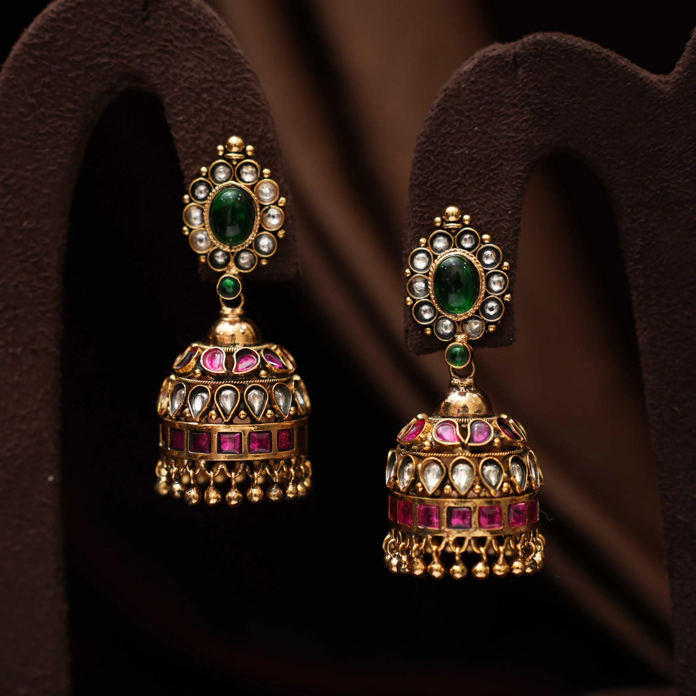 Anvidi Antique Nagas Jhumka - Red