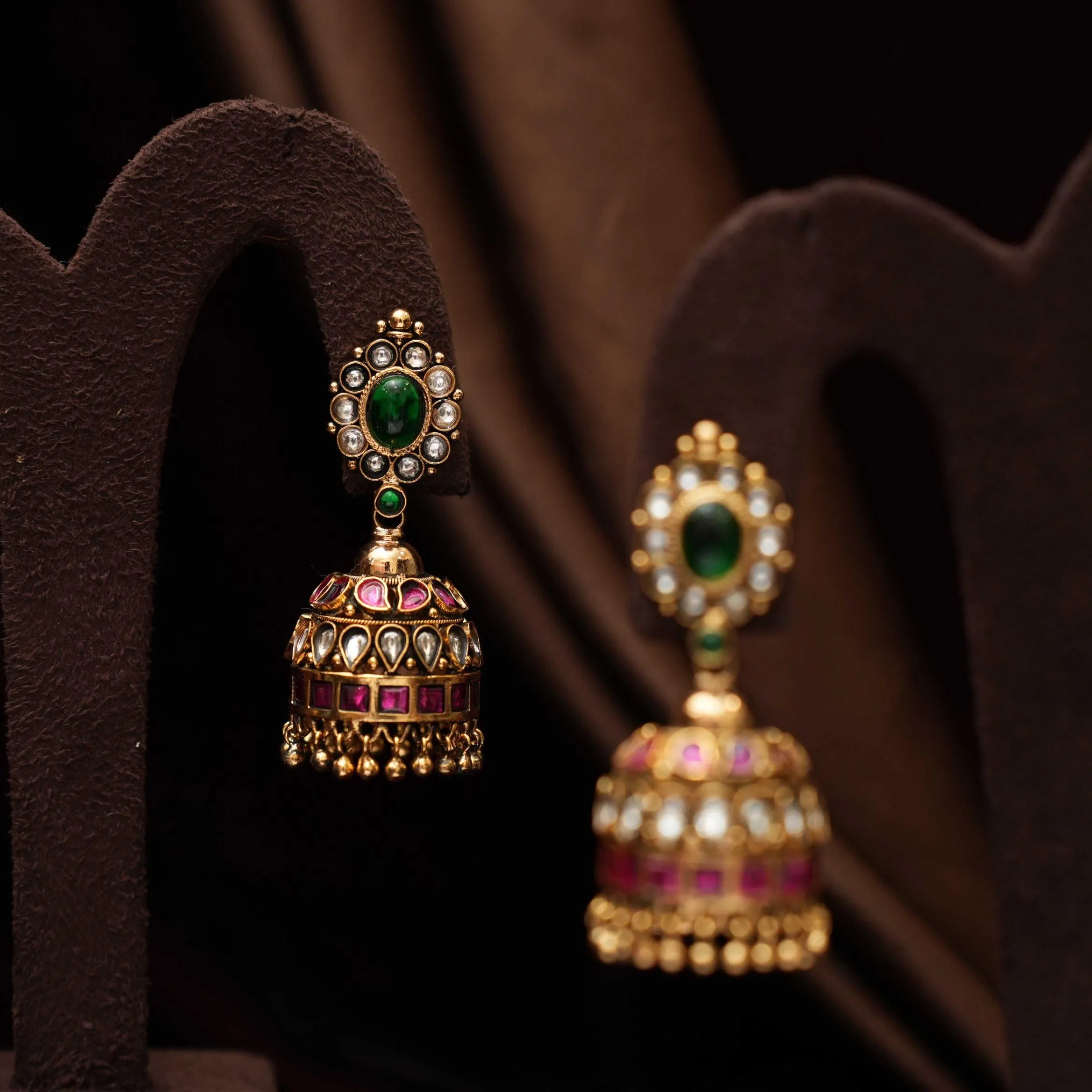 Anvidi Antique Nagas Jhumka - Red