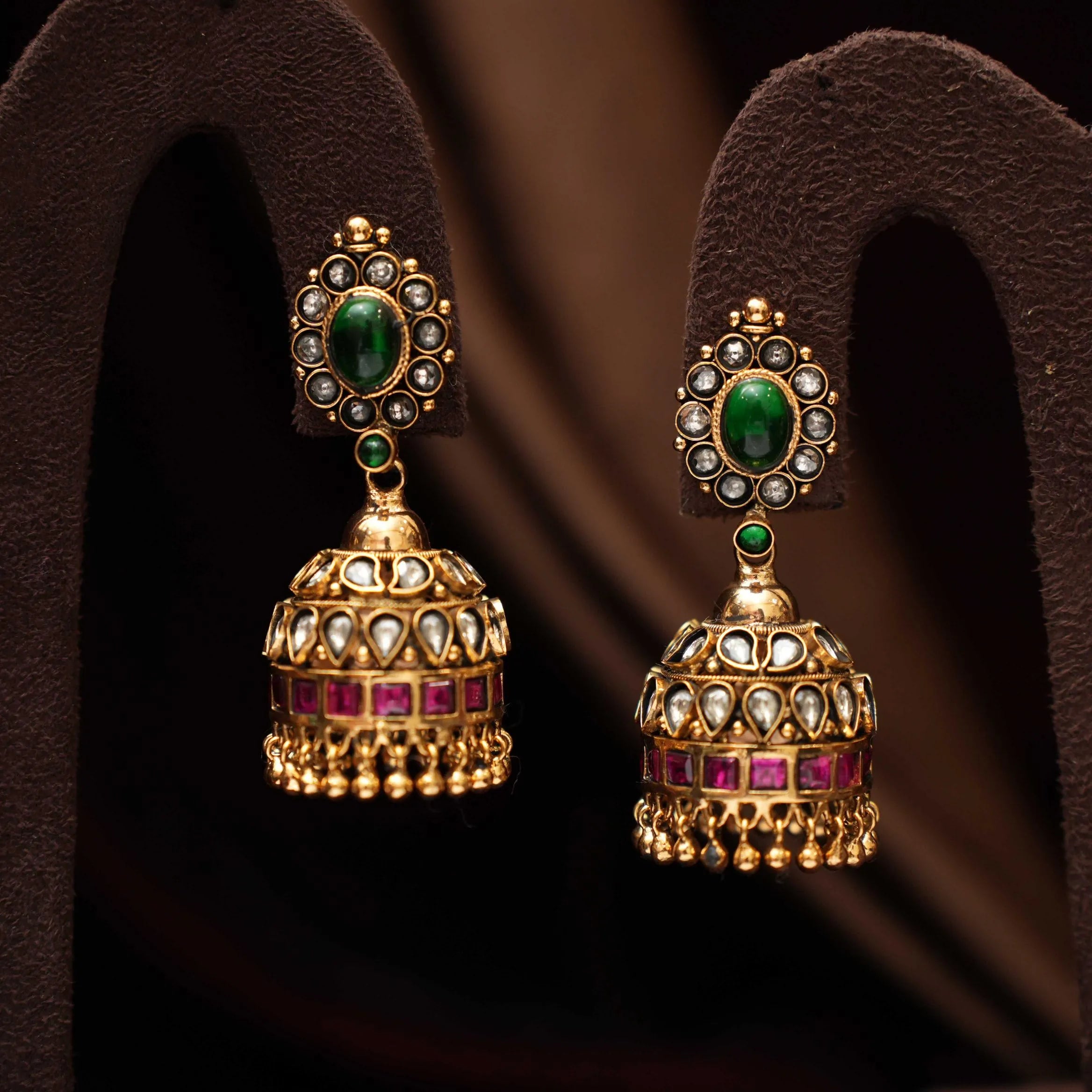 Anvidi Antique Nagas Jhumka - White