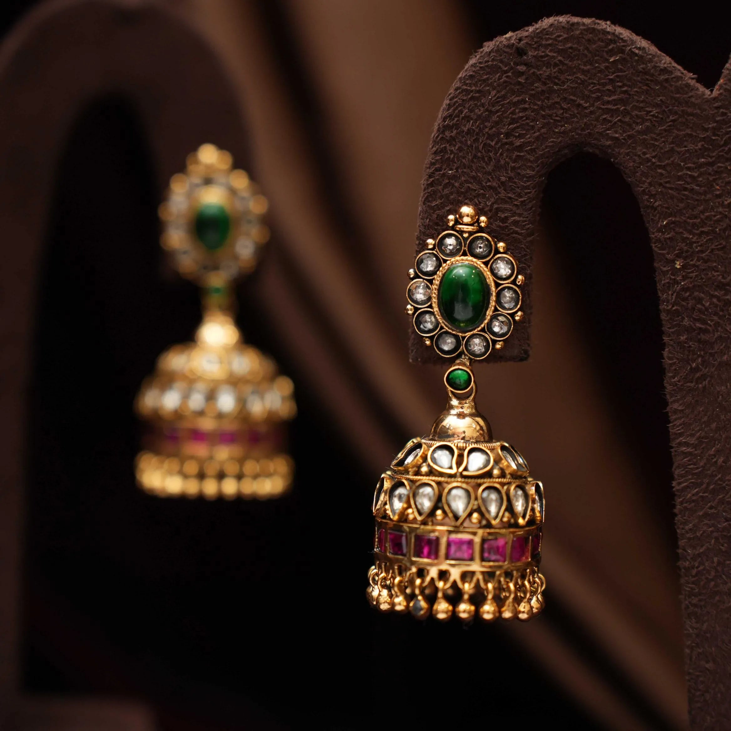 Anvidi Antique Nagas Jhumka - White