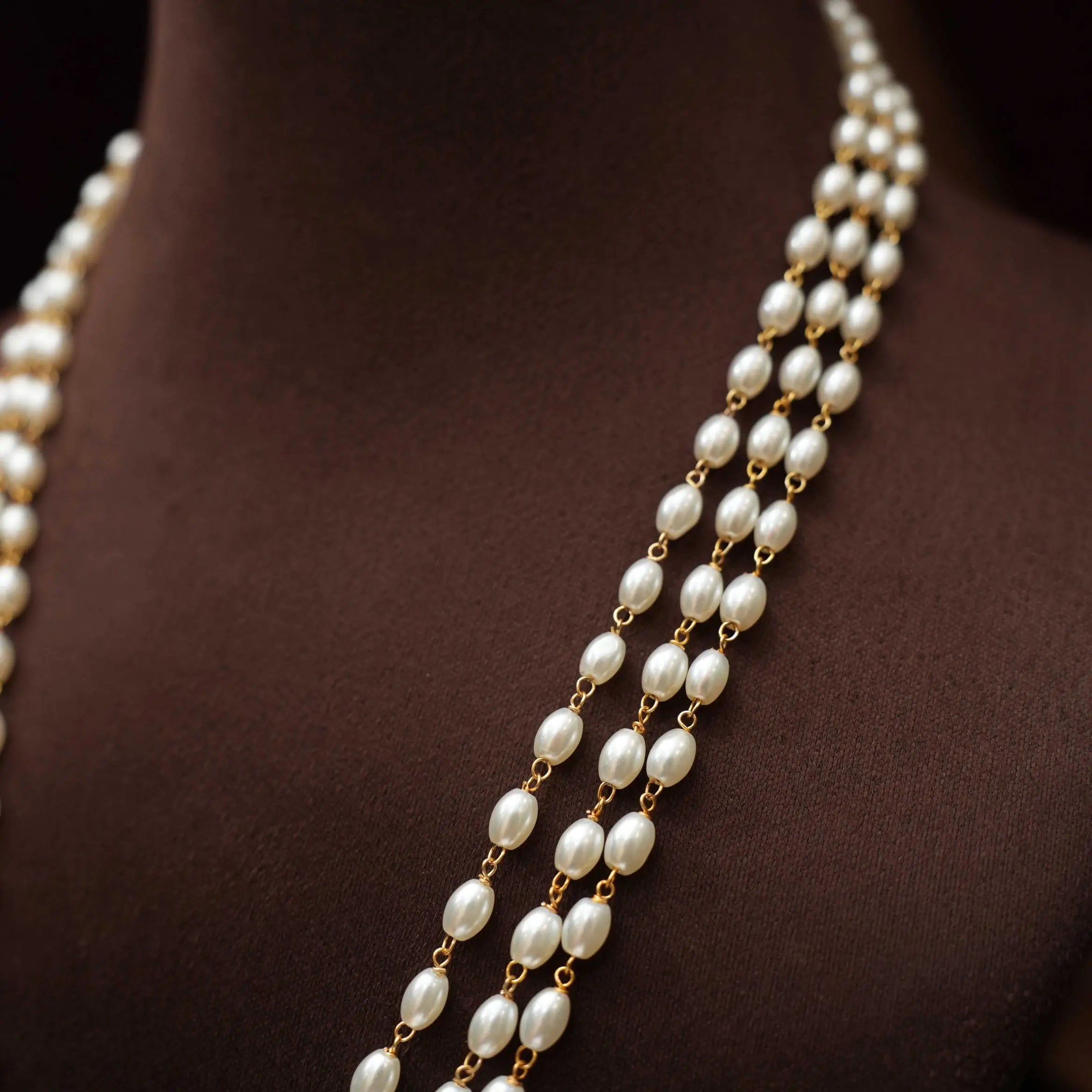 Anvika Pearl Polki Necklace - Blue