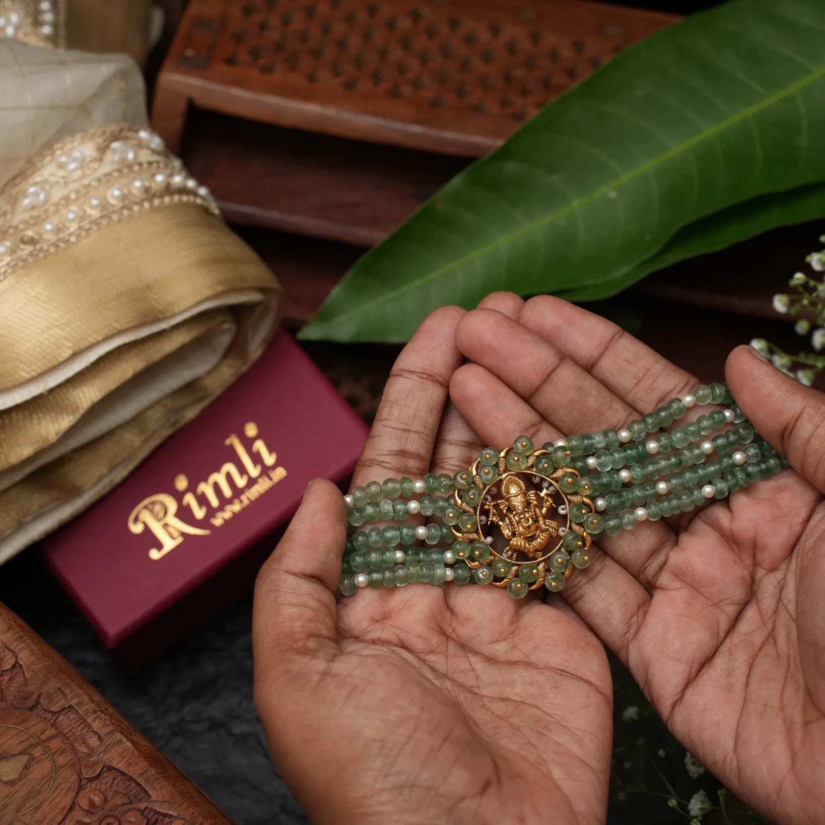 Aradhana Silver Choker - Ganesha