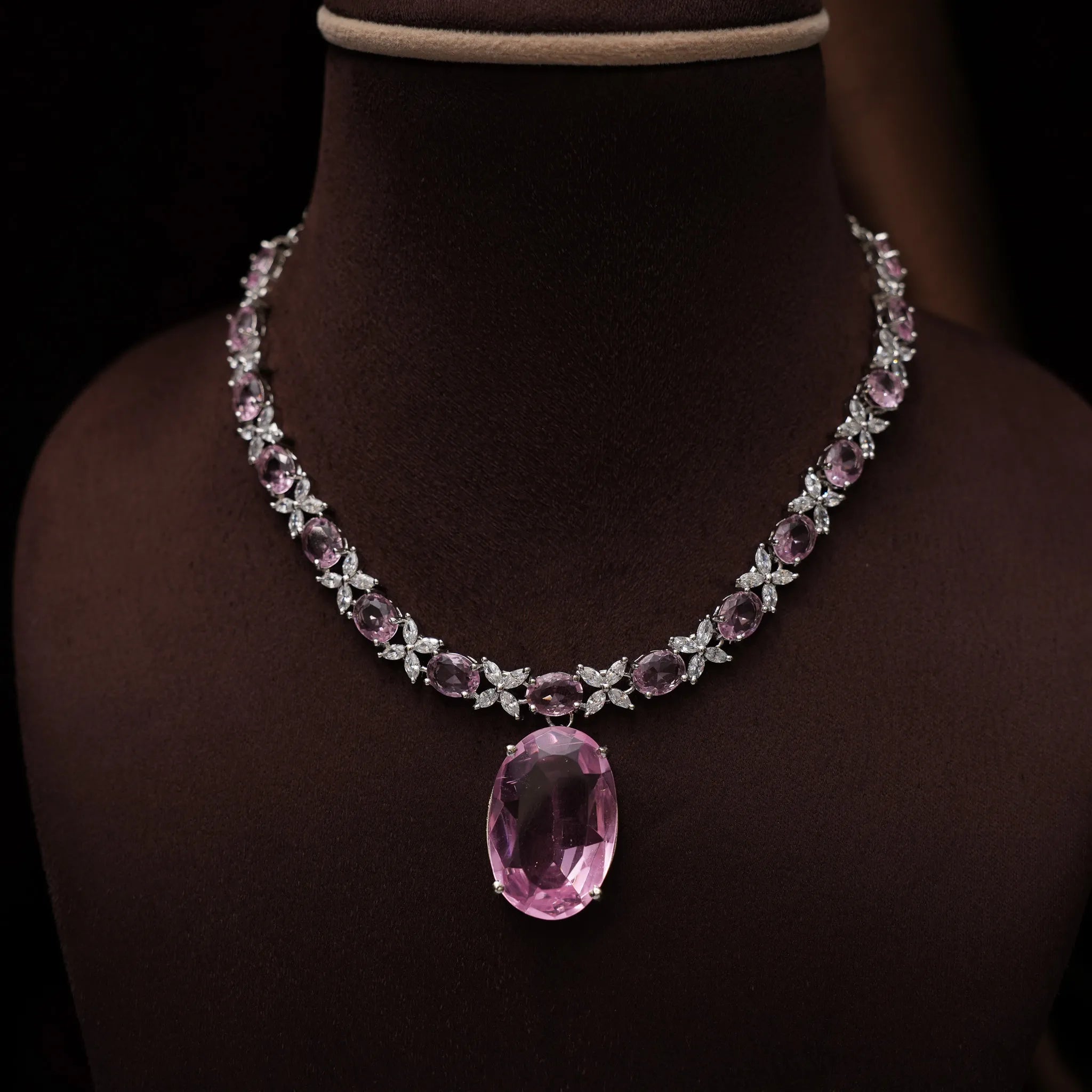 Aralyn Zircon Necklace - Light Pink
