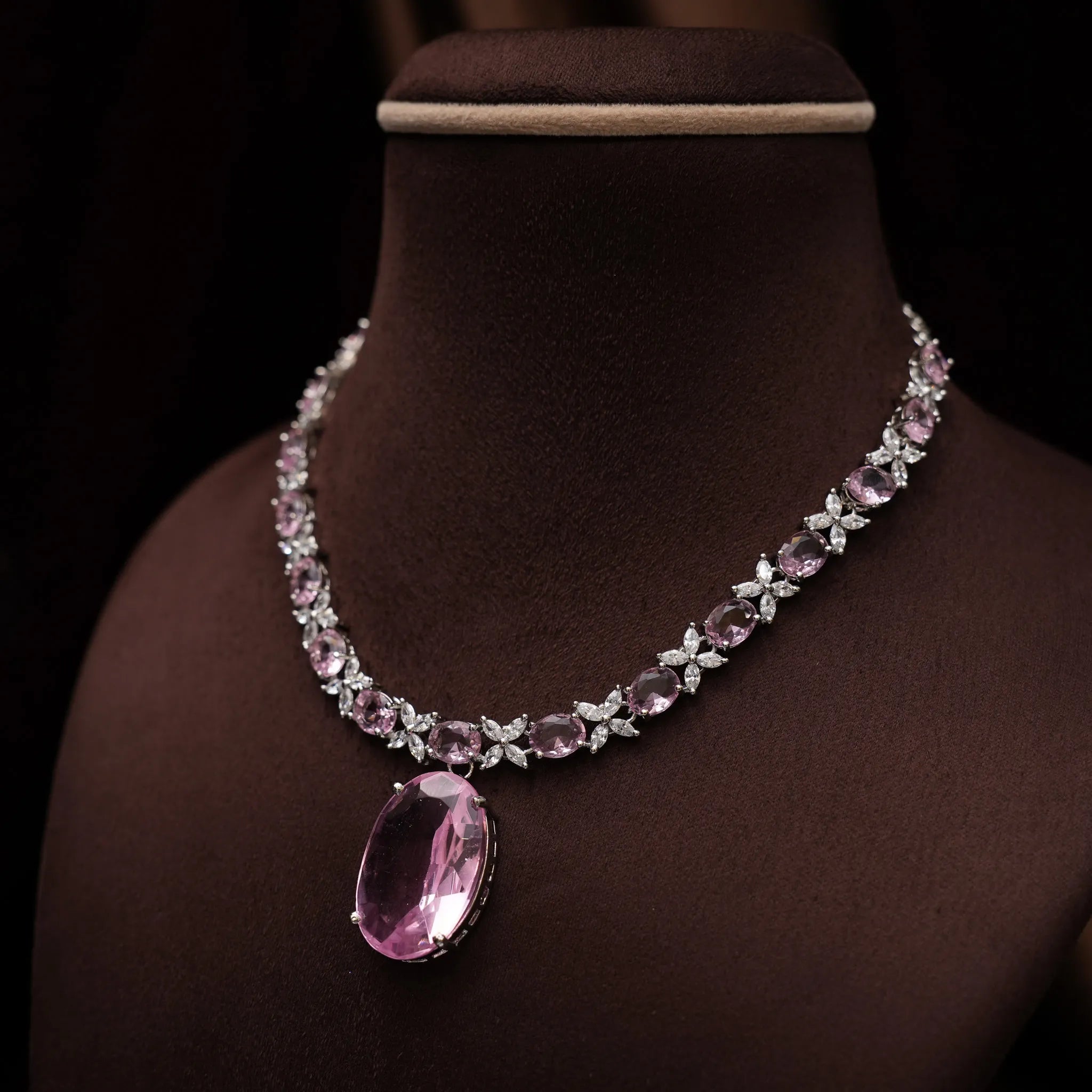 Aralyn Zircon Necklace - Light Pink