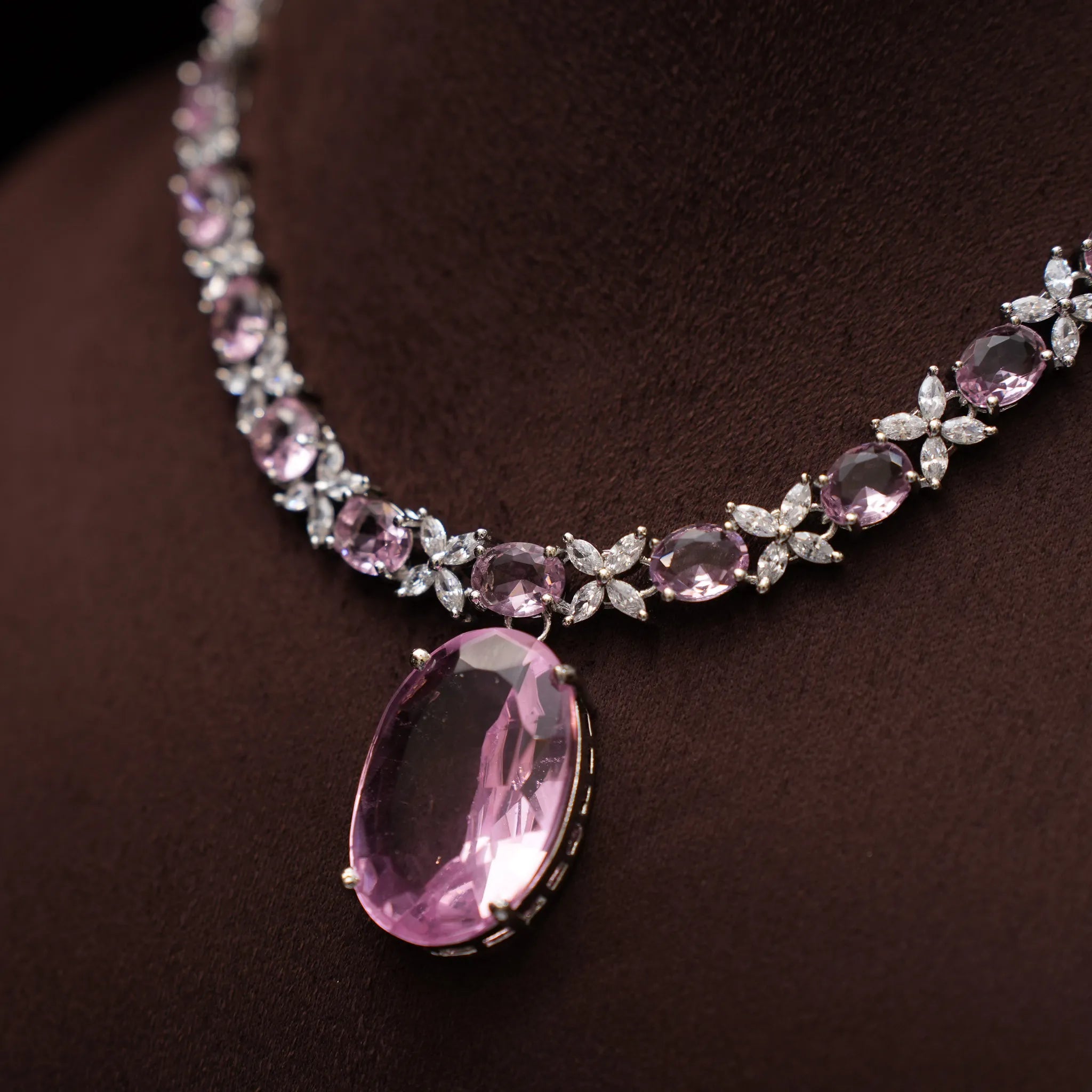 Aralyn Zircon Necklace - Light Pink
