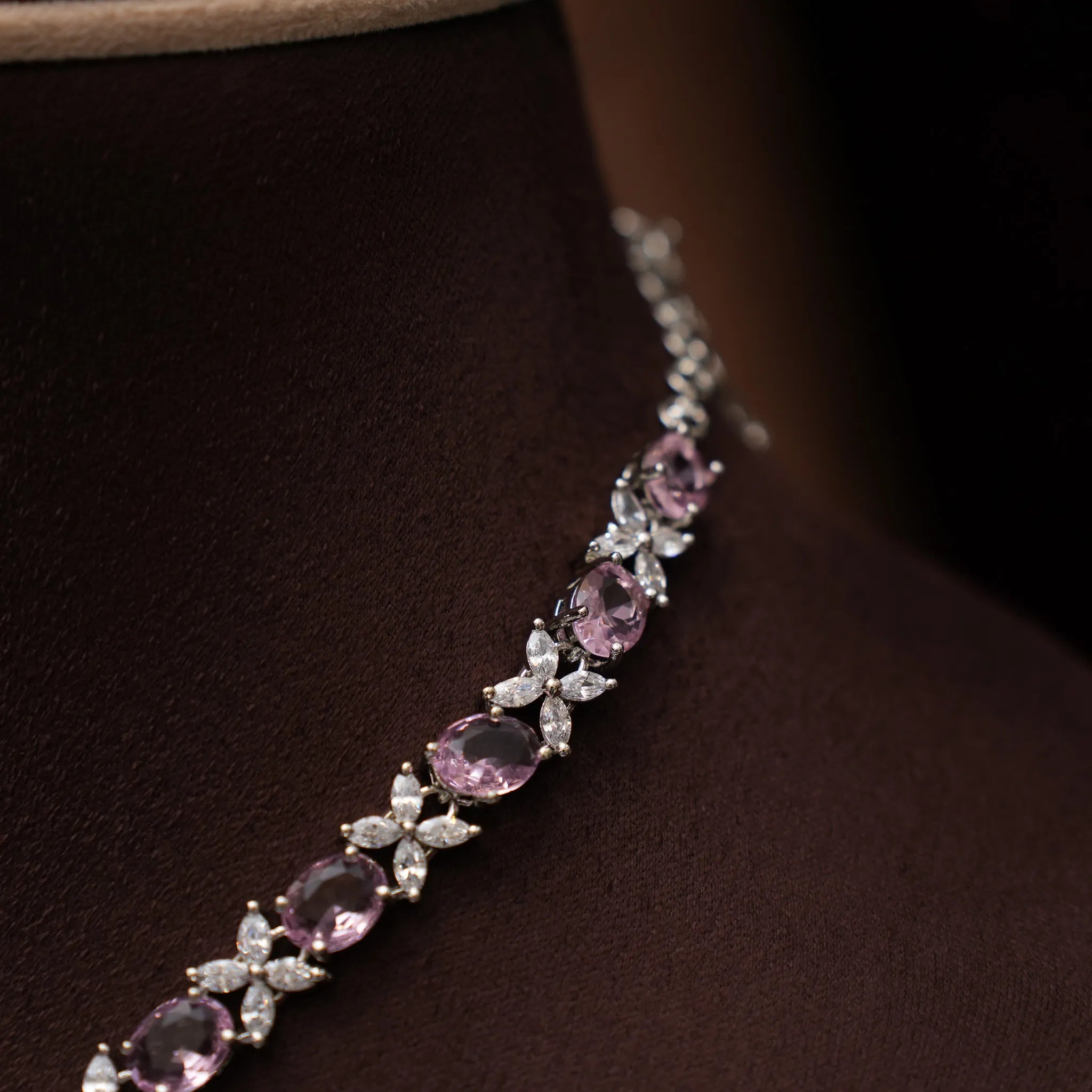 Aralyn Zircon Necklace - Light Pink