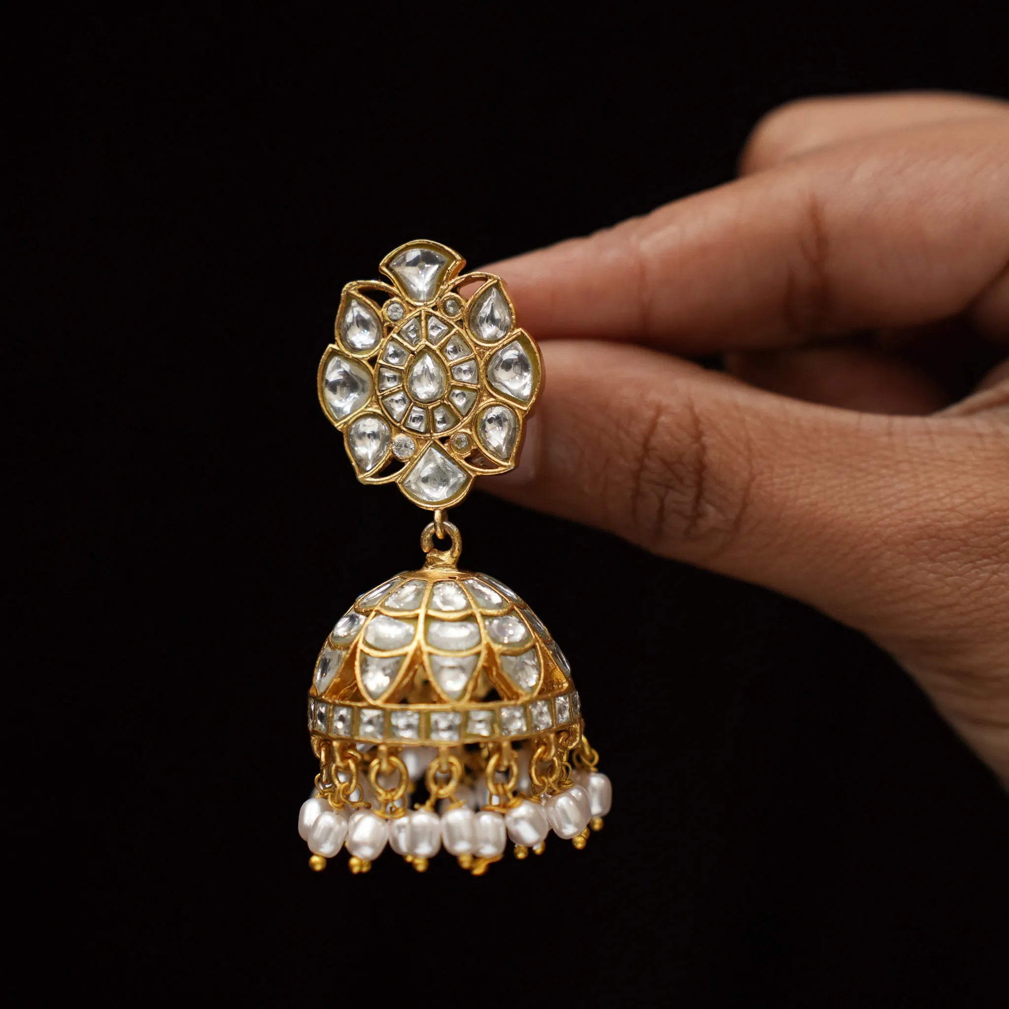 Arbuda Polki Jhumka Earrings