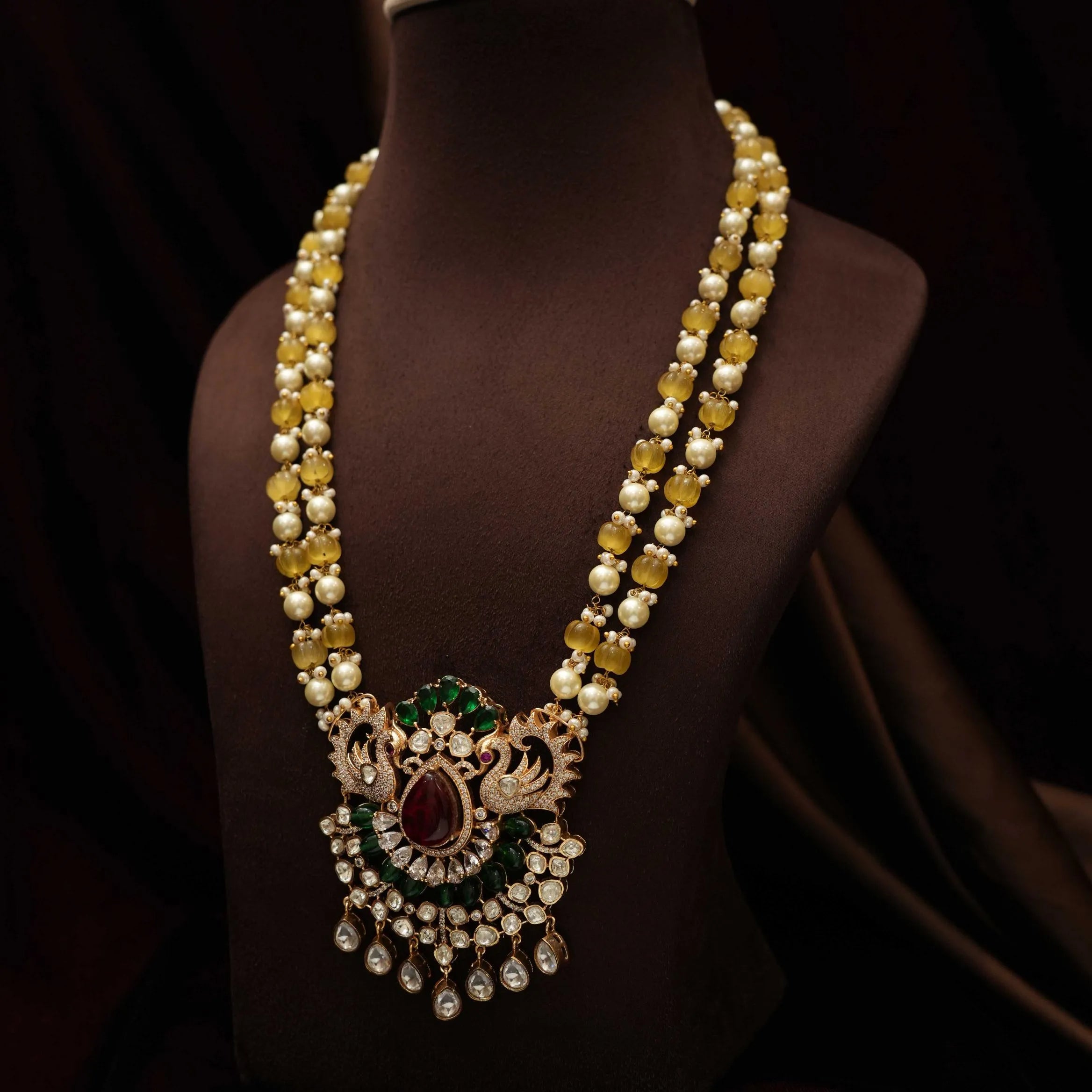 Arghya Beaded Victorian Necklace - Green