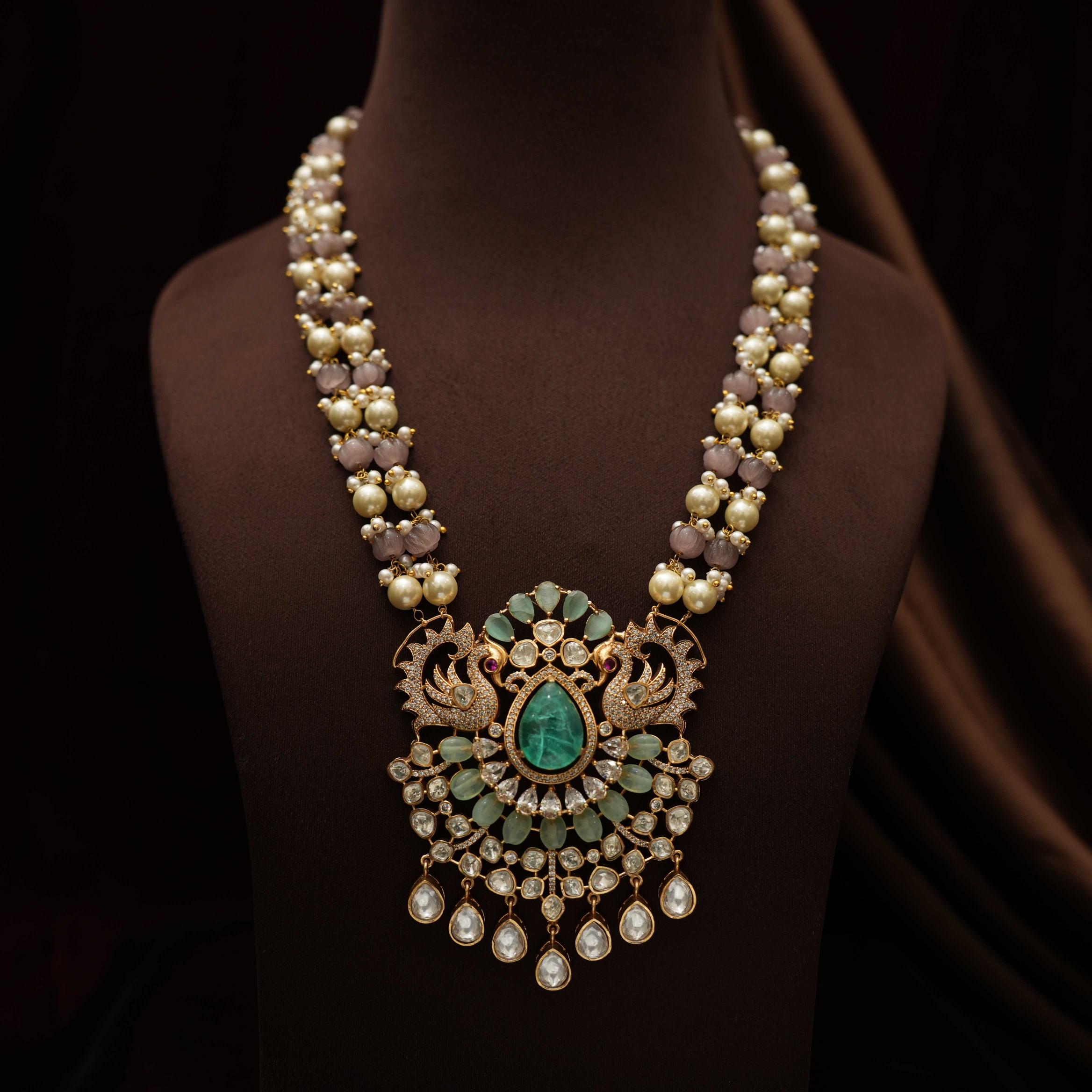 Arghya Beaded Victorian Necklace - Pastel Blue