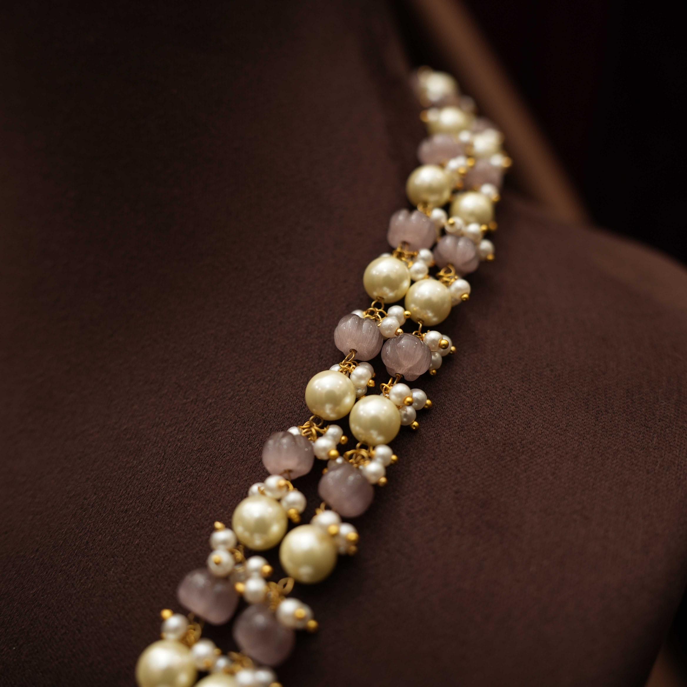 Arghya Beaded Victorian Necklace - Pastel Blue