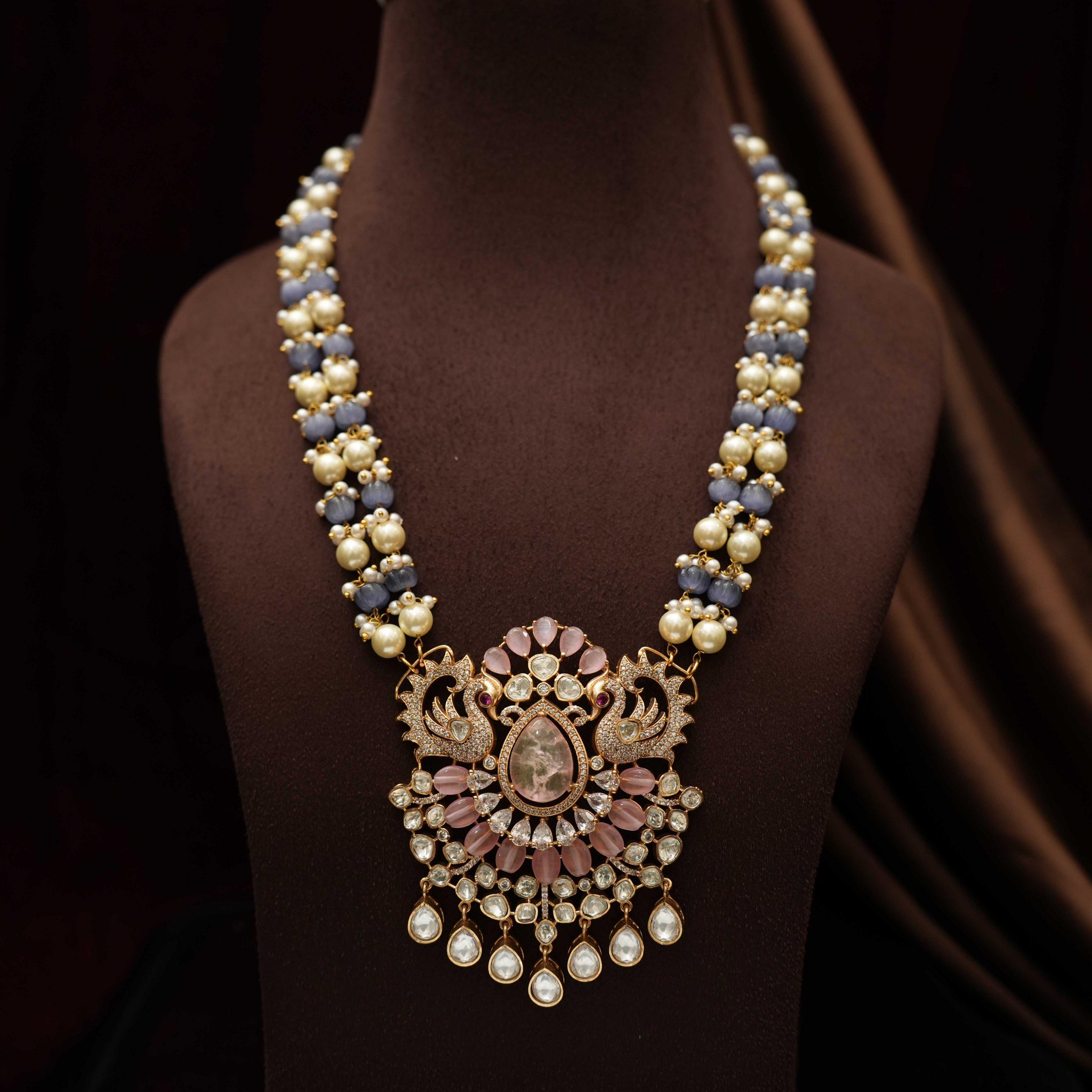 Arghya Beaded Victorian Necklace - Pastel Pink