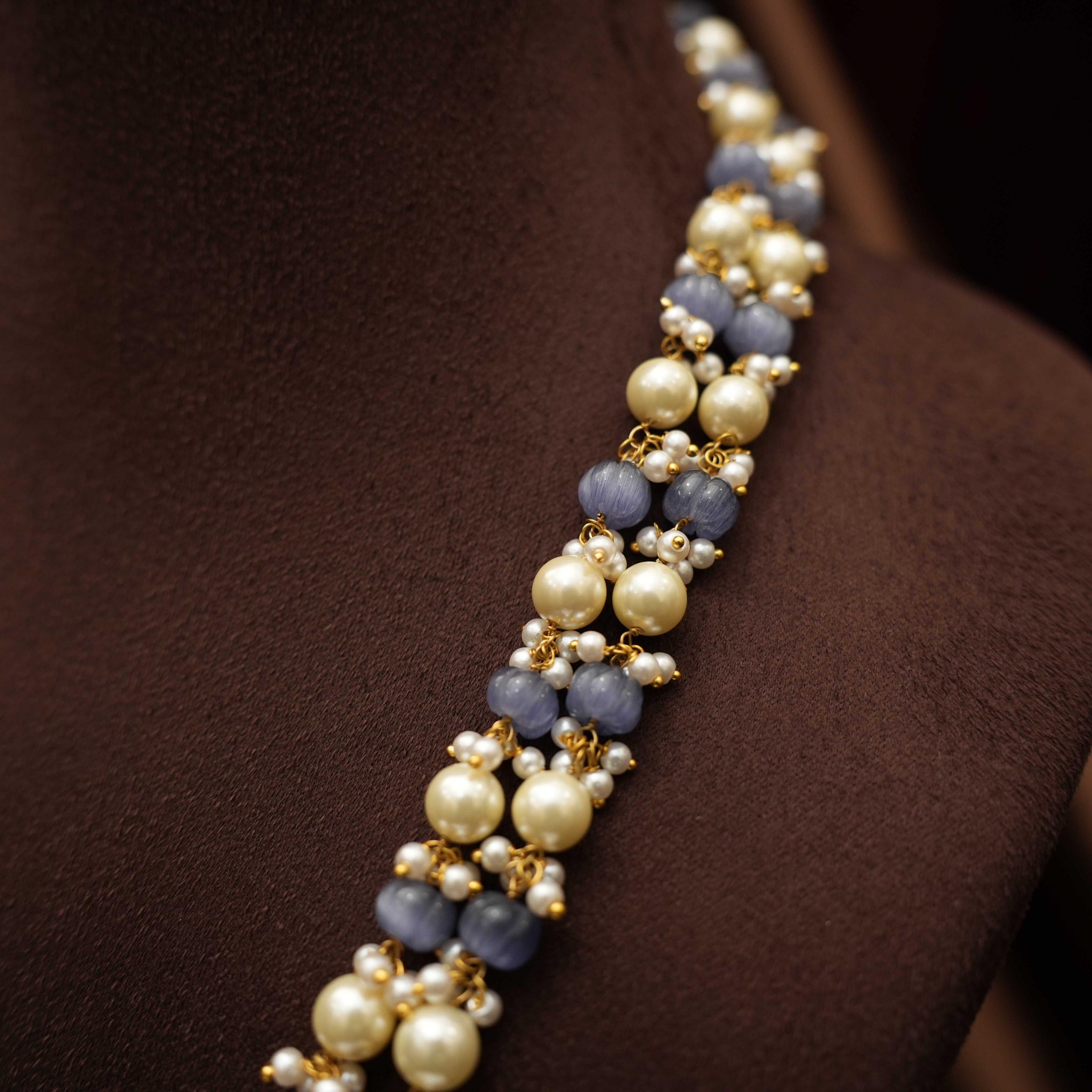 Arghya Beaded Victorian Necklace - Pastel Pink