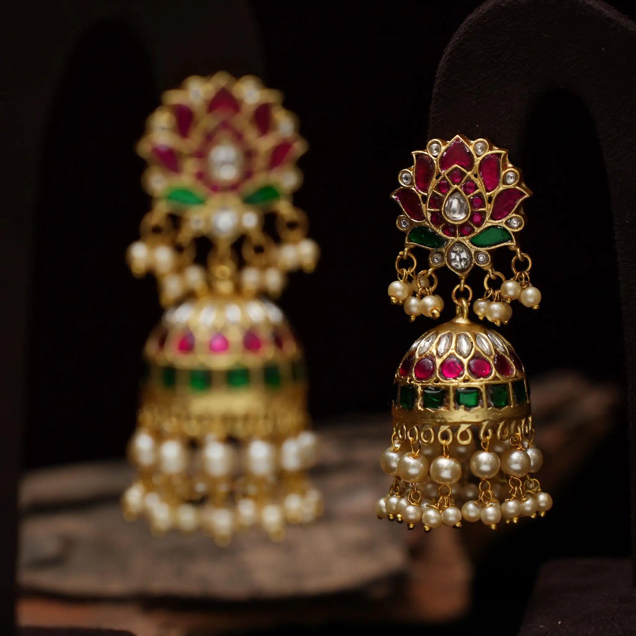 Aruna Polki Jhumka Earrings - Anji