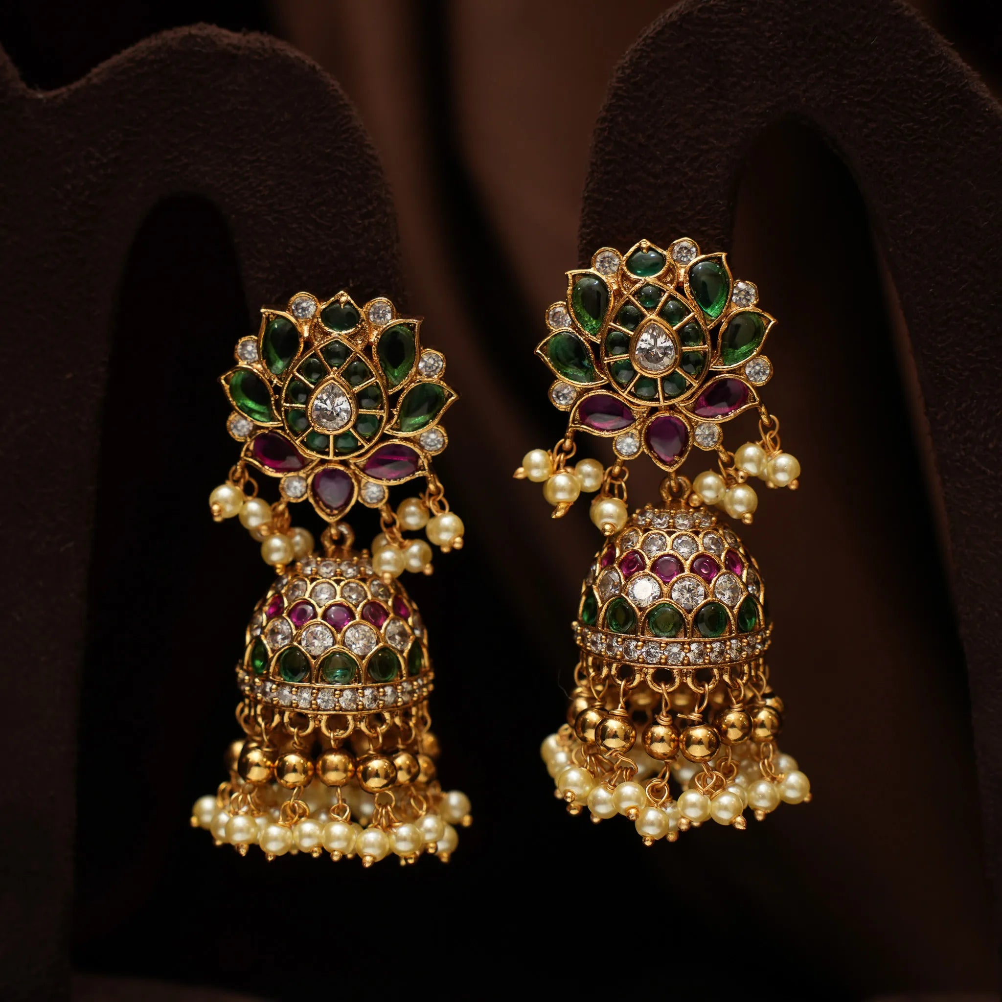 Aruna Polki Jhumka Earrings - Syria