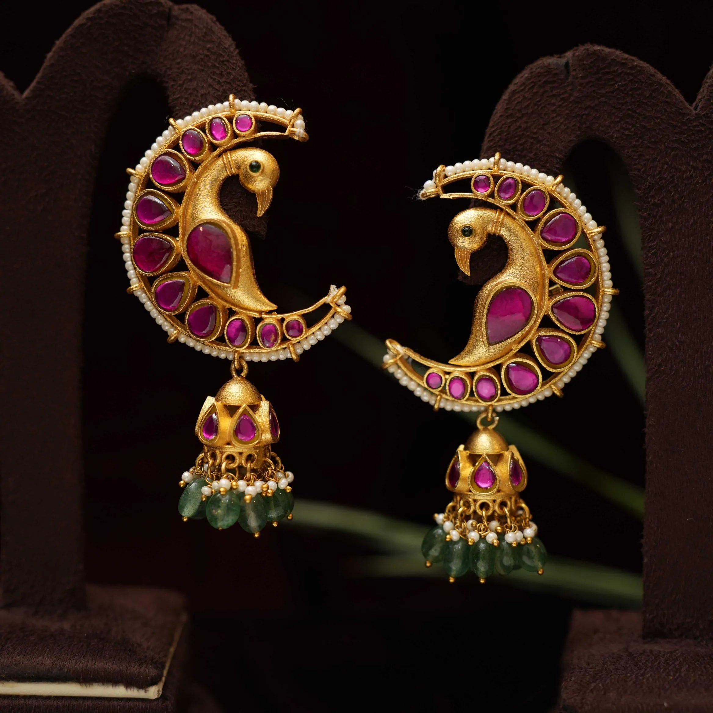 Atreyi Polki Earrings - Red - Rimli Boutique