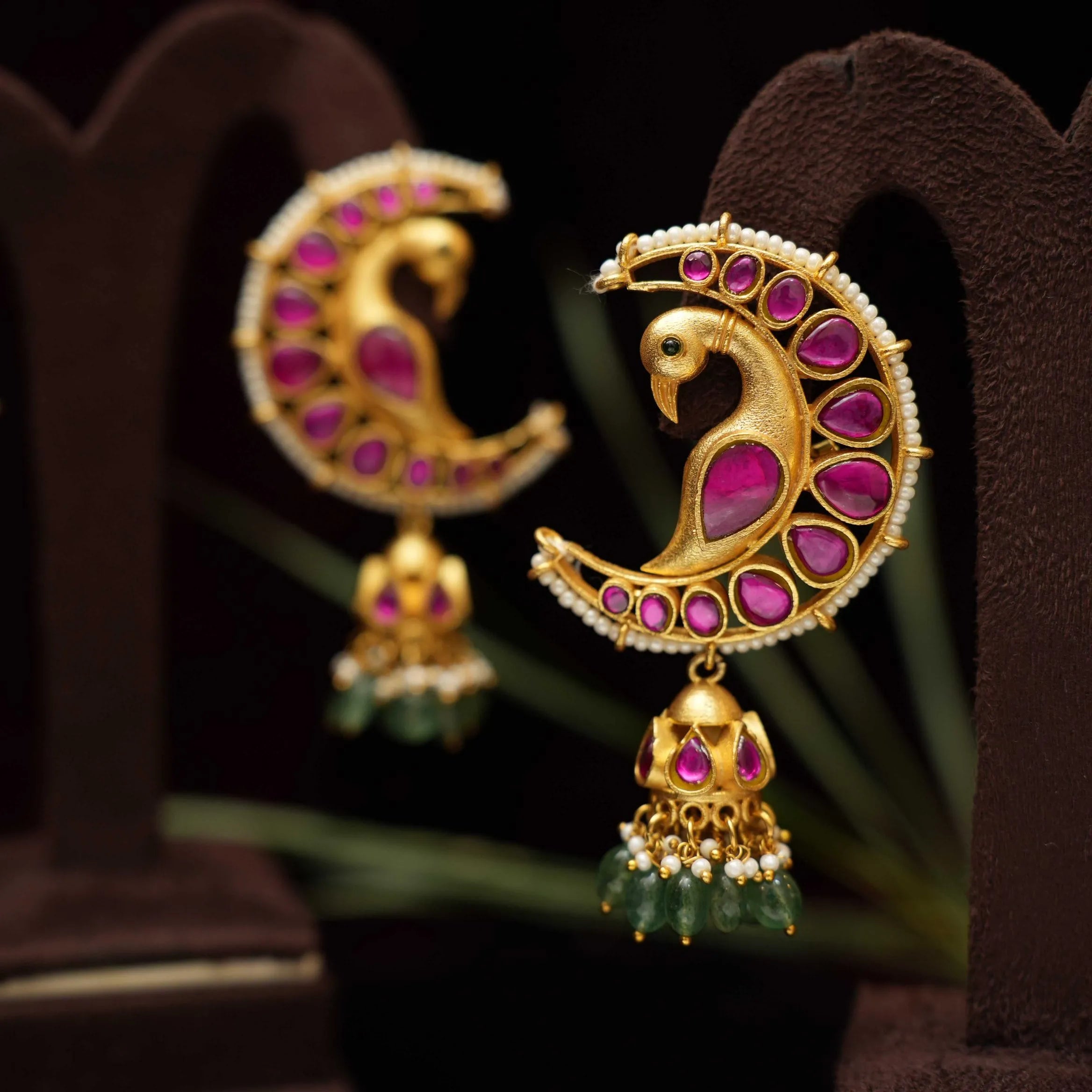 Atreyi Polki Earrings - Red - Rimli Boutique