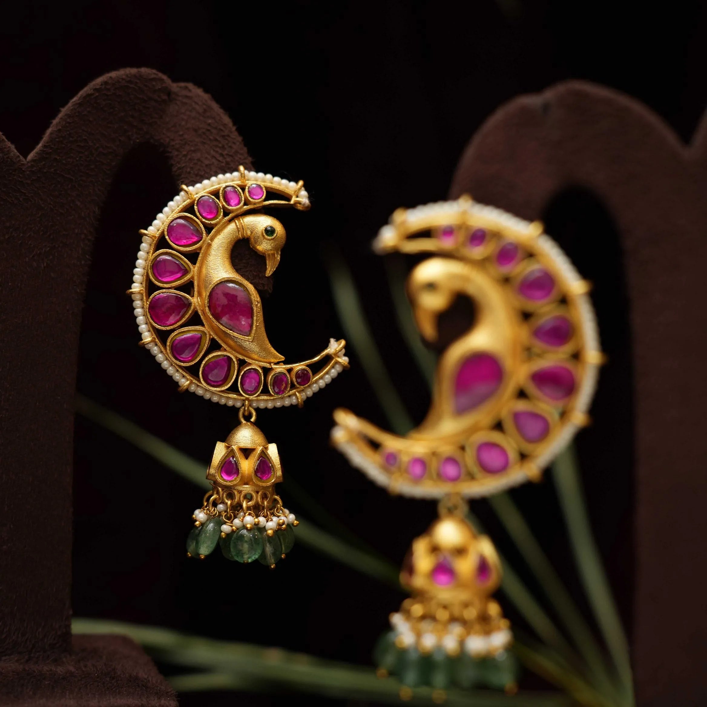 Atreyi Polki Earrings - Red - Rimli Boutique