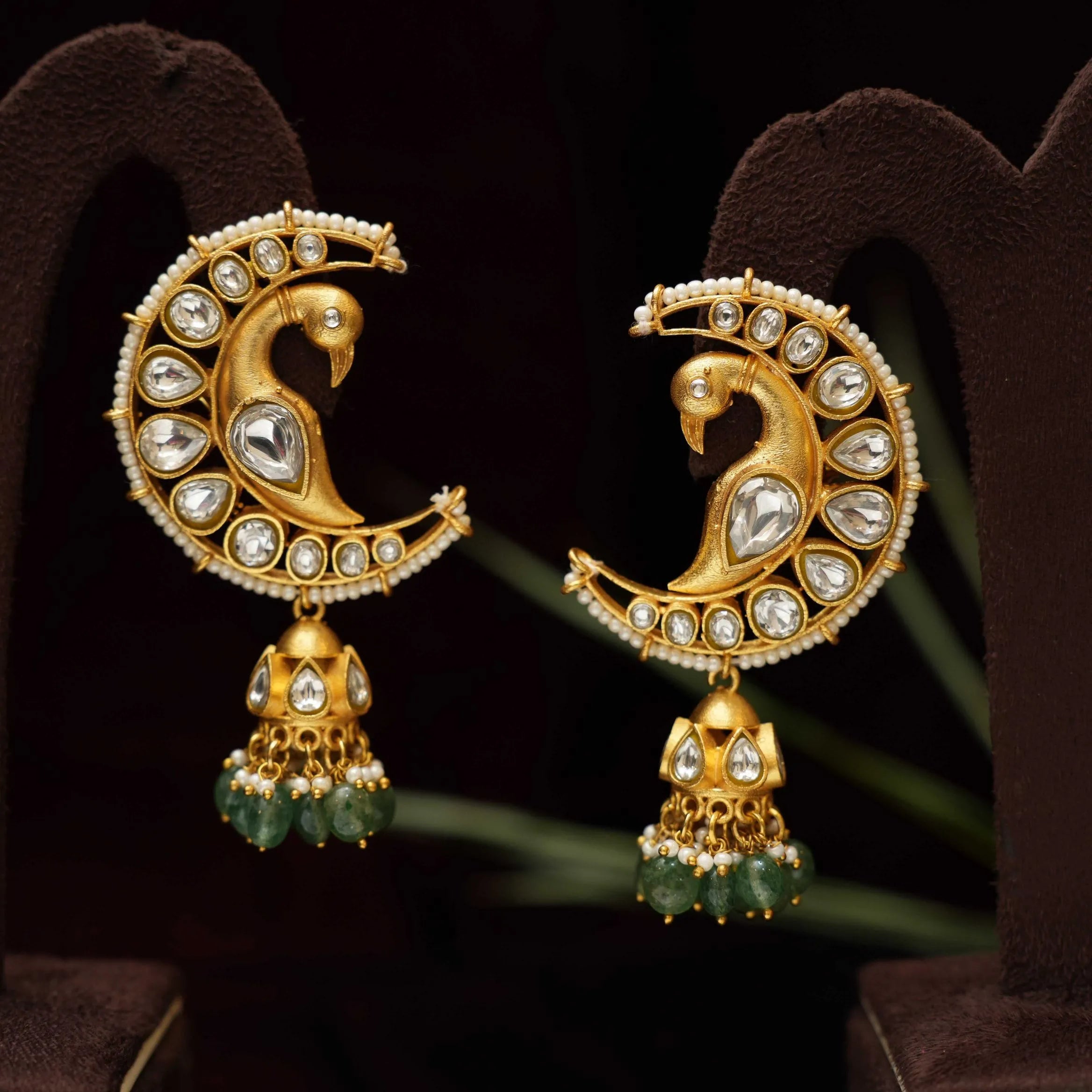 Atreyi Polki Earrings - Green