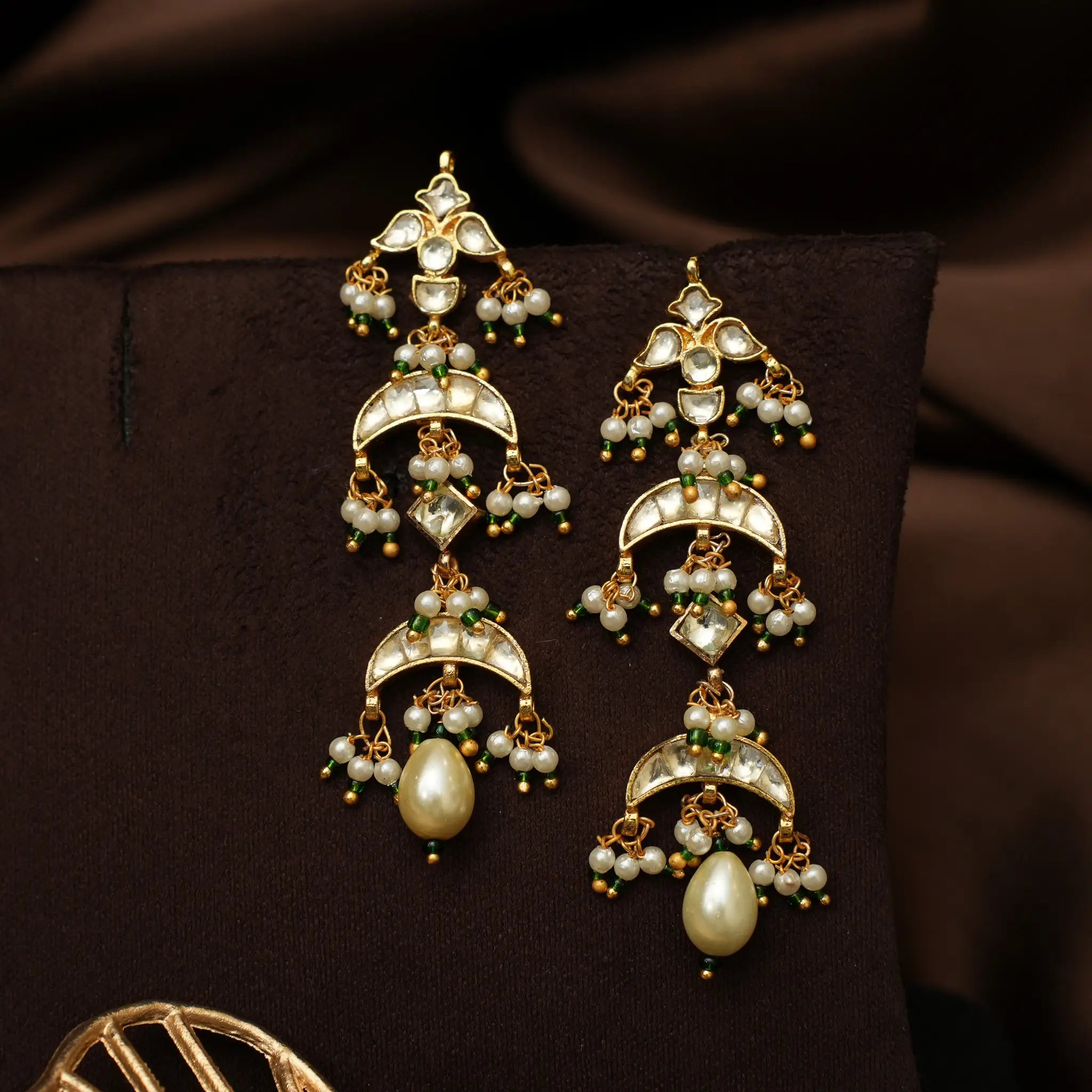 Avika Polki Earrings - Green