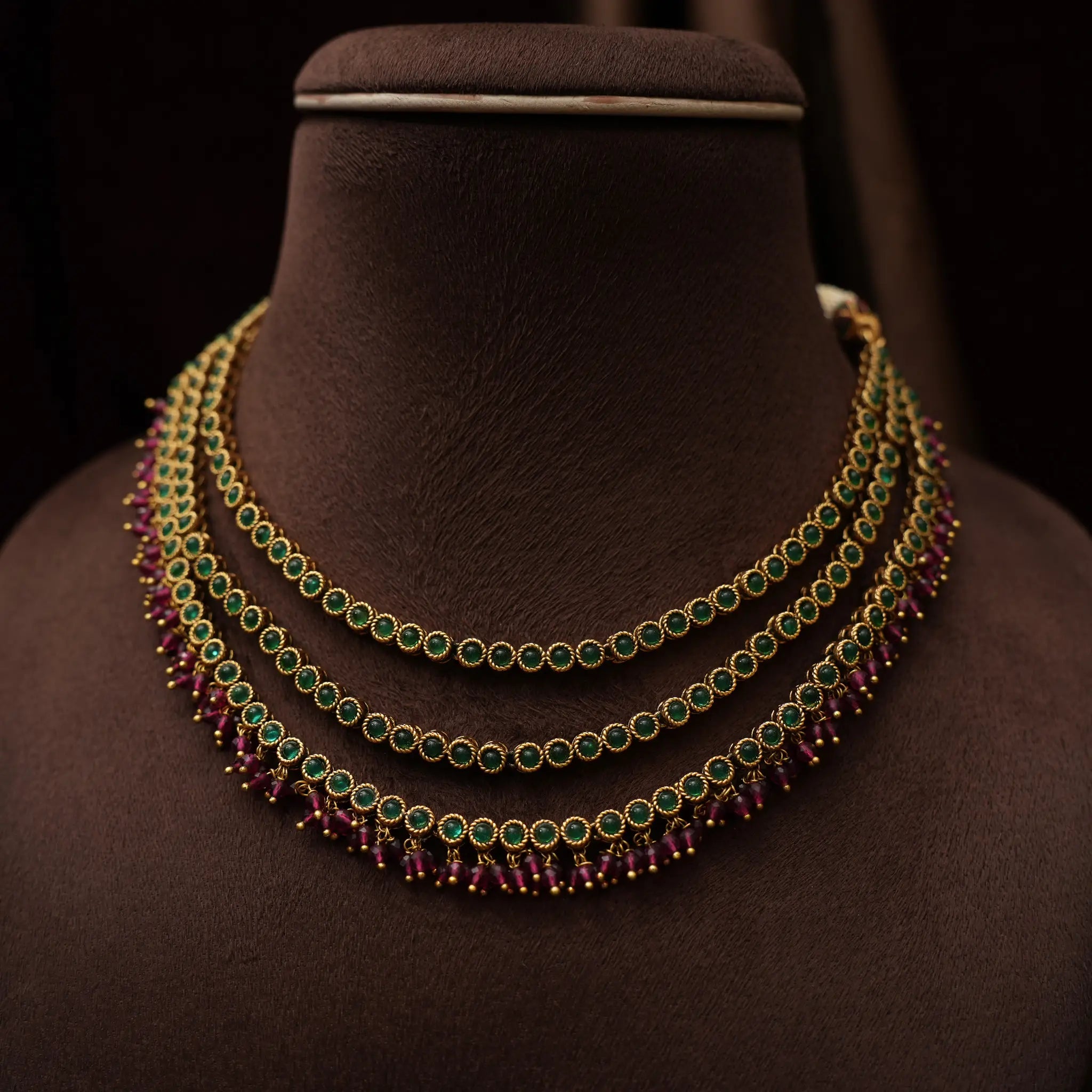 Avni Antique Layered Necklace - Green