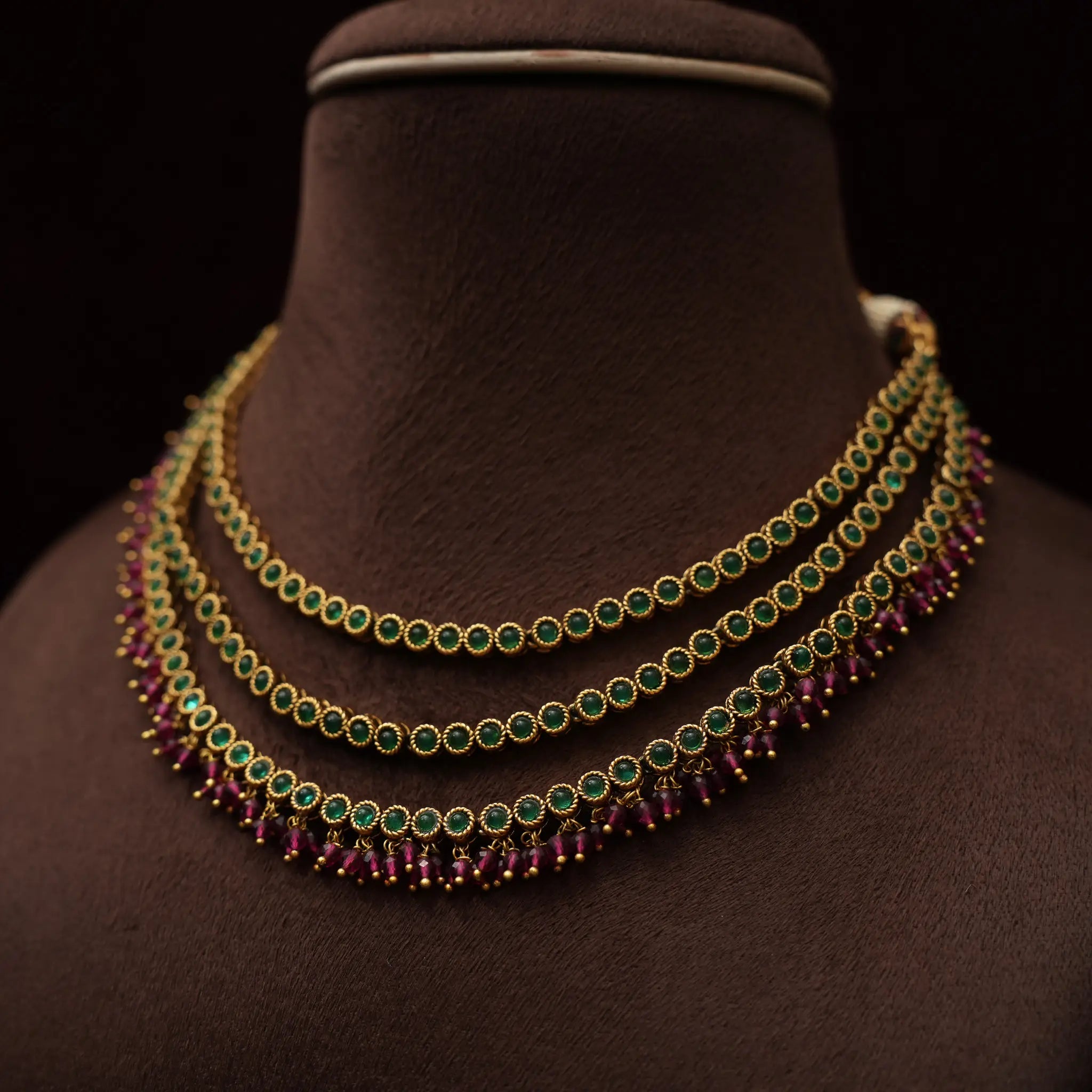 Avni Antique Layered Necklace - Green