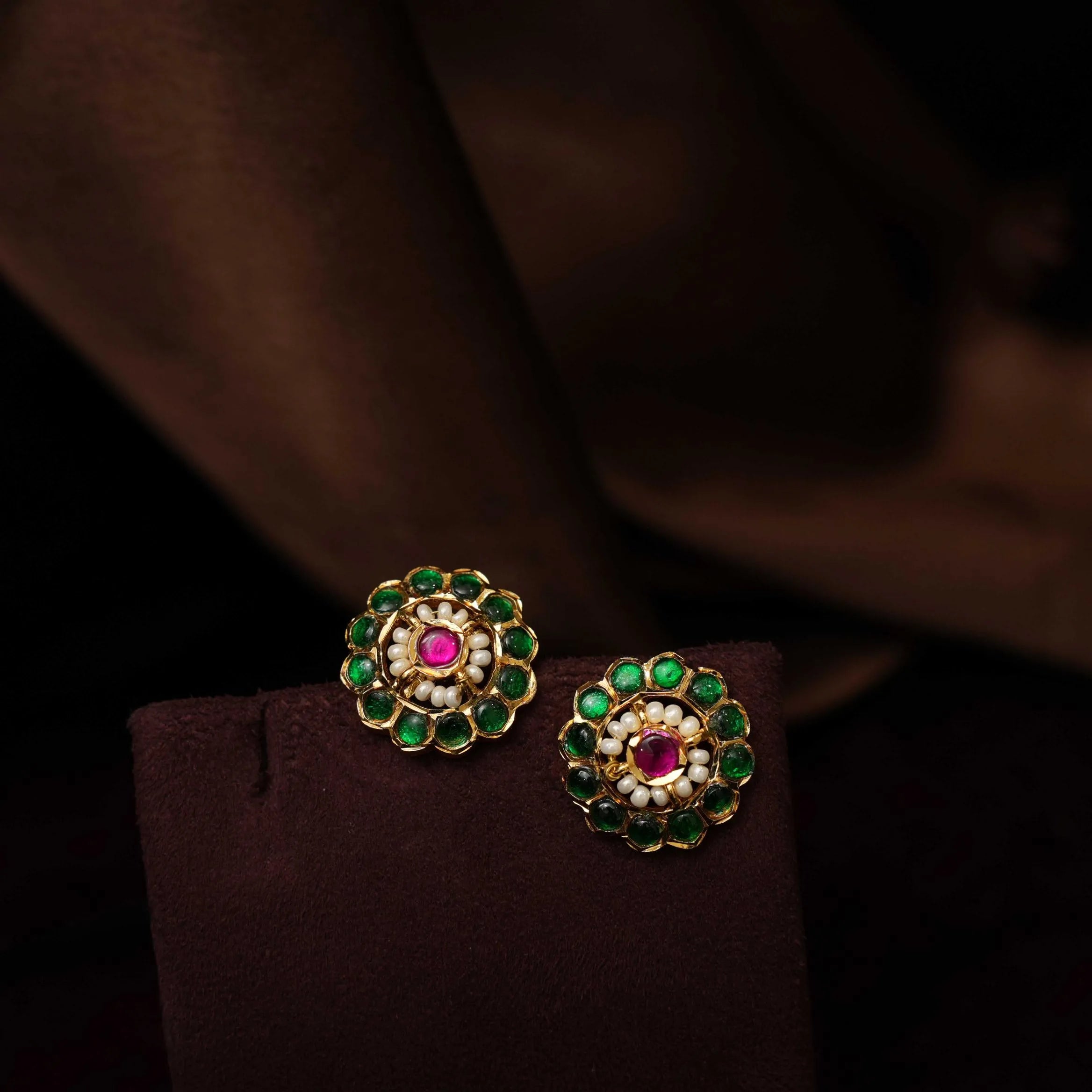 Basra Antique Ear Stud - Green