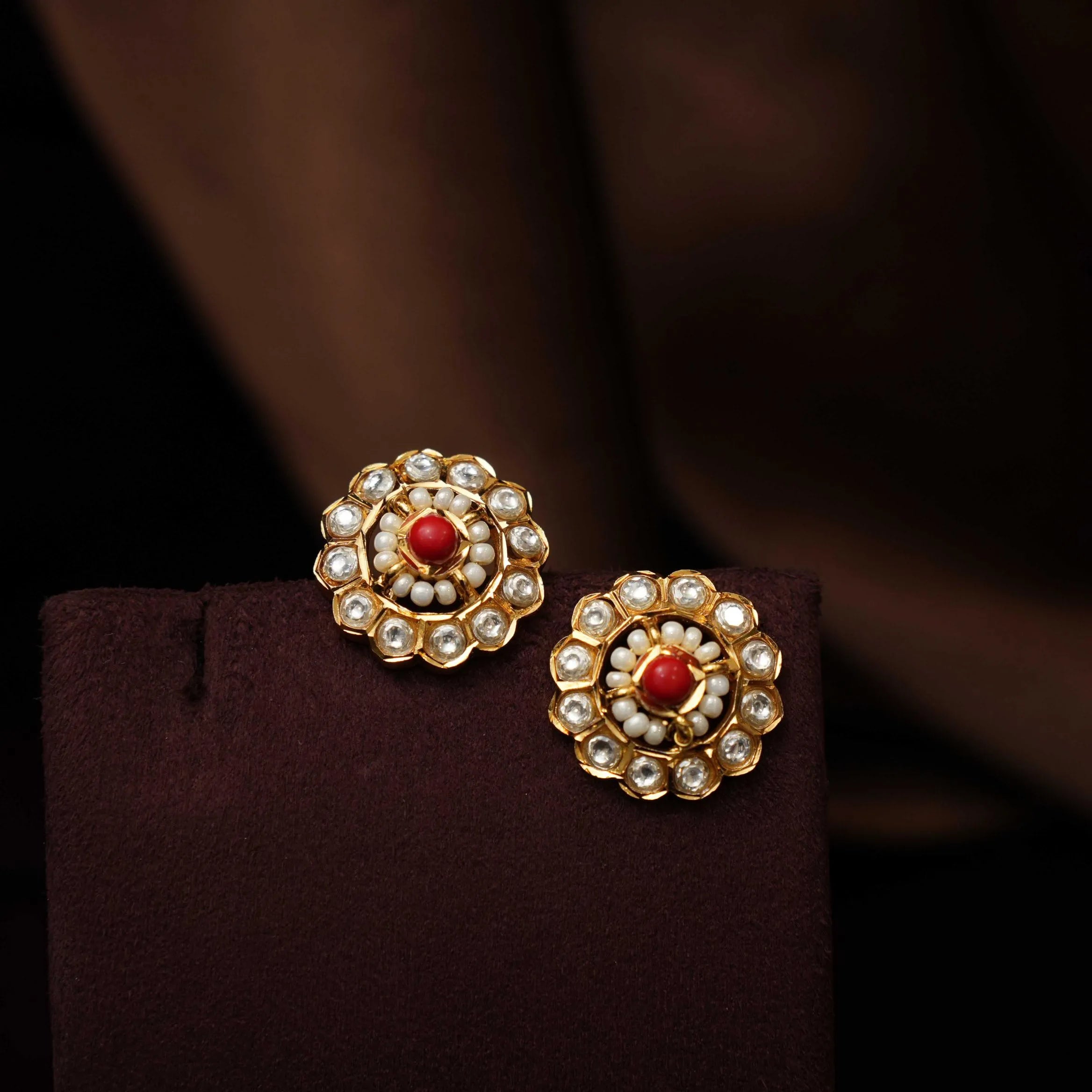 Basra Antique Ear Stud - Coral