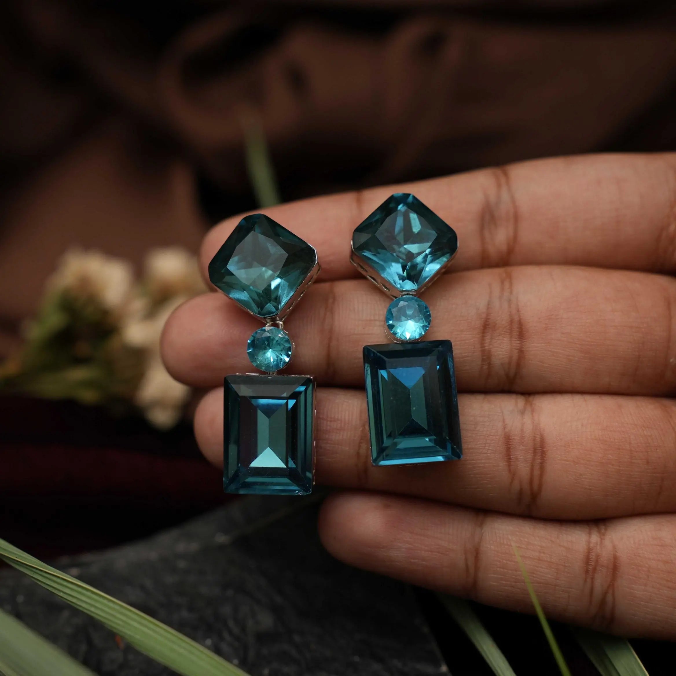 Bella Designer Earrings - Blue