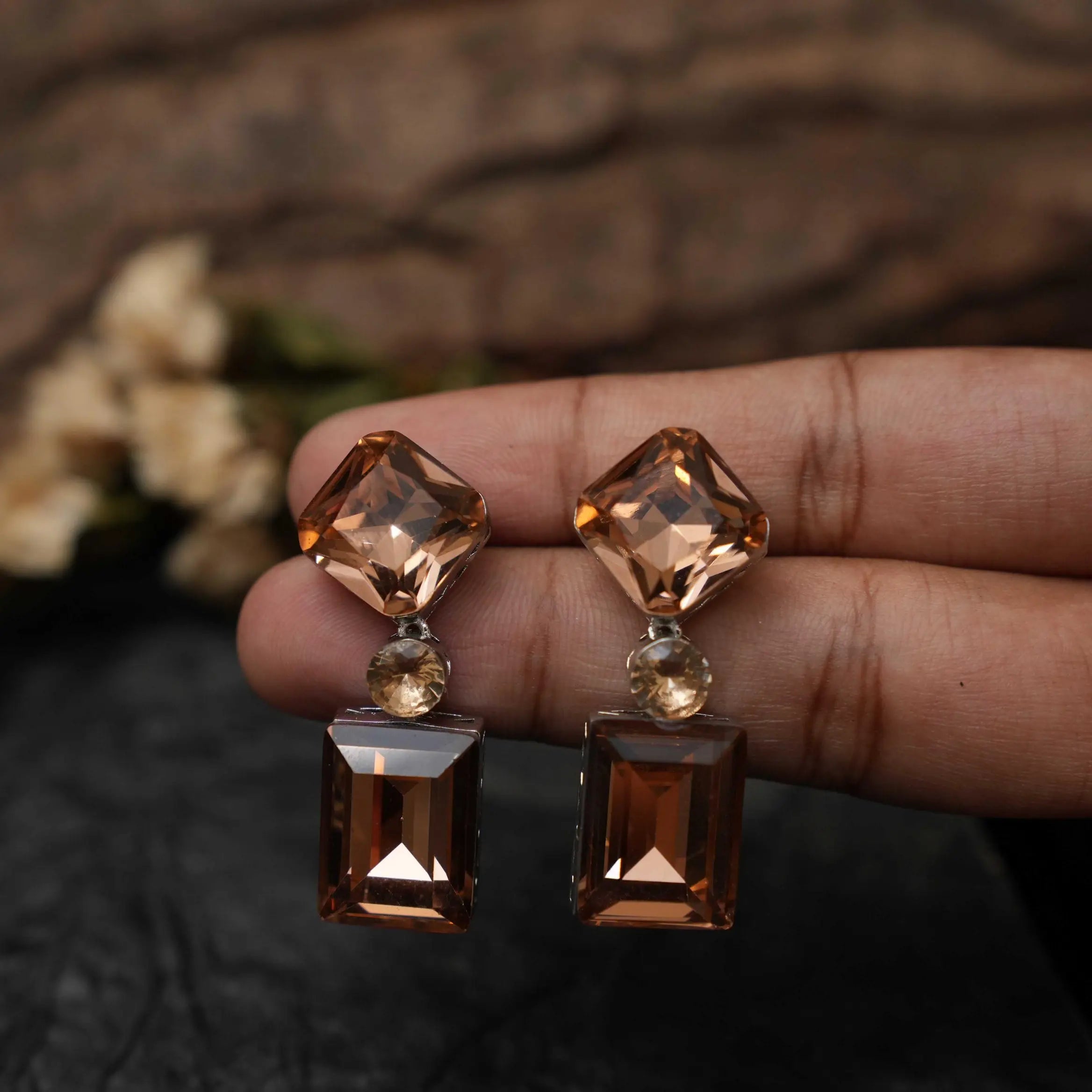 Bella Designer Earrings - Brown