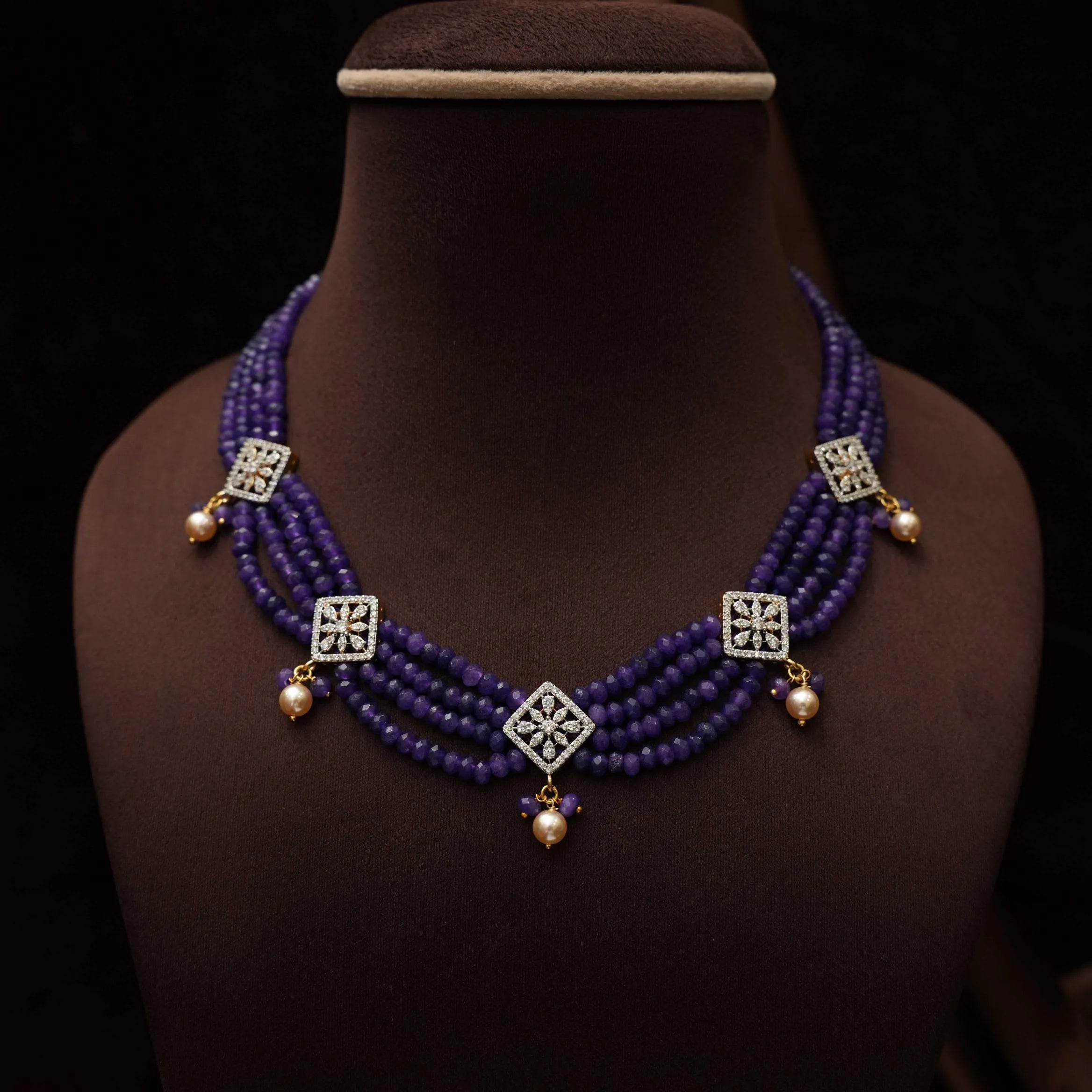 Benisha Beaded Choker - Purple