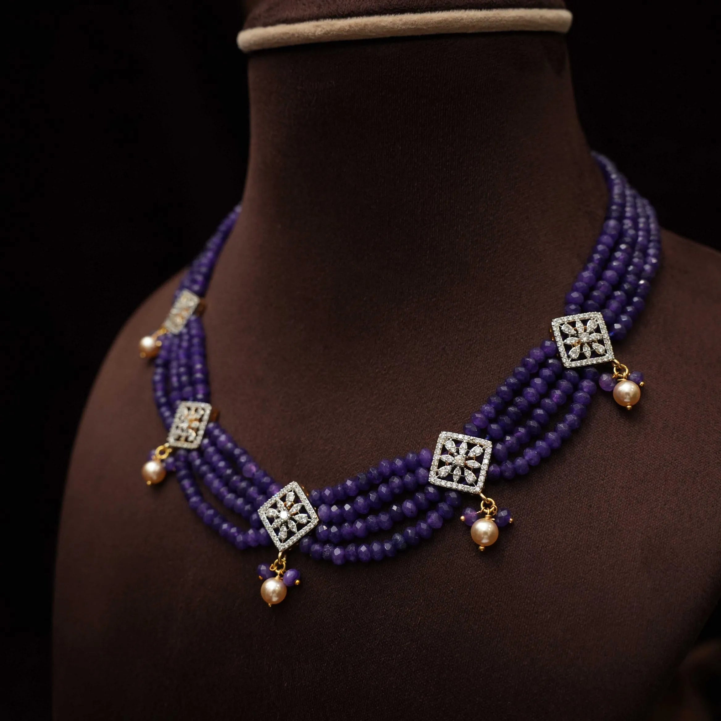 Benisha Beaded Choker - Purple