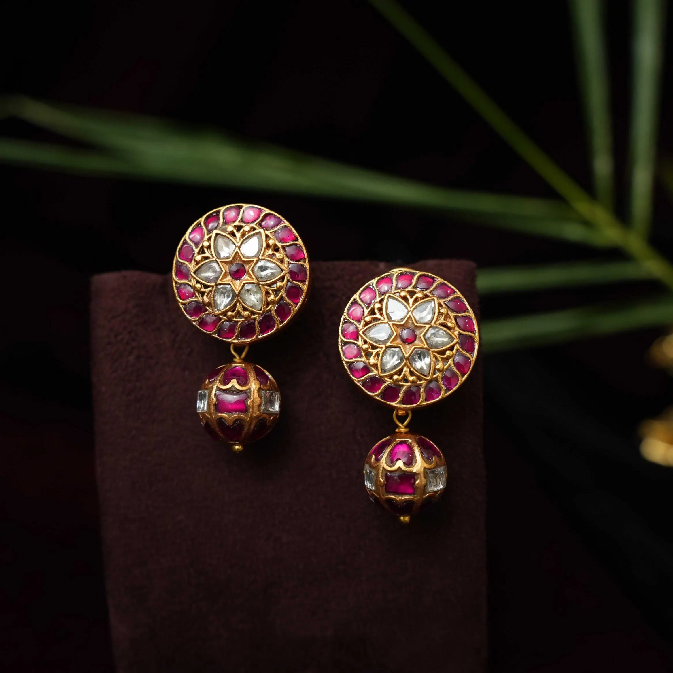 Bhaviki Silver Earrings - Red