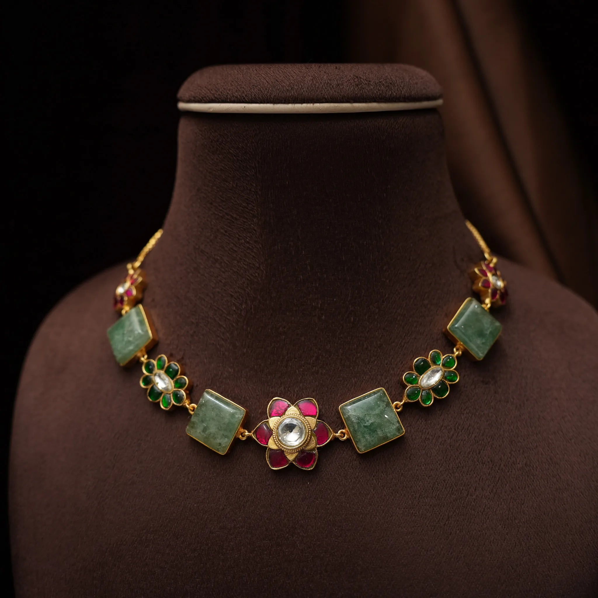 Bhavya Polki Choker - Green