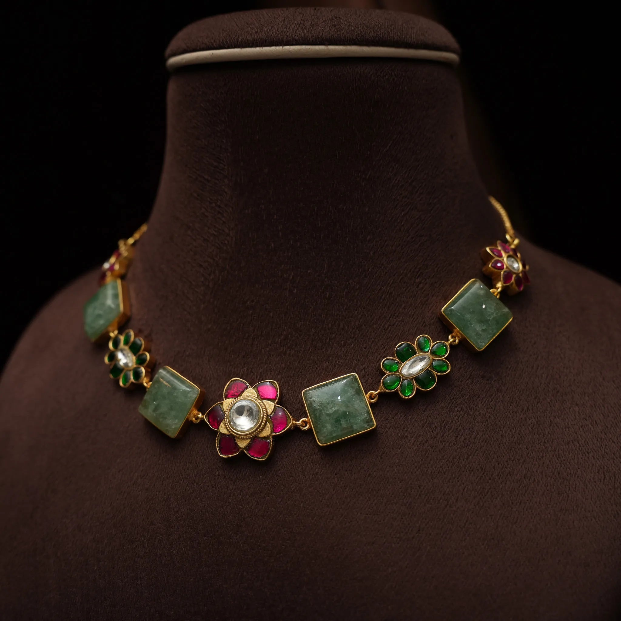 Bhavya Polki Choker - Green