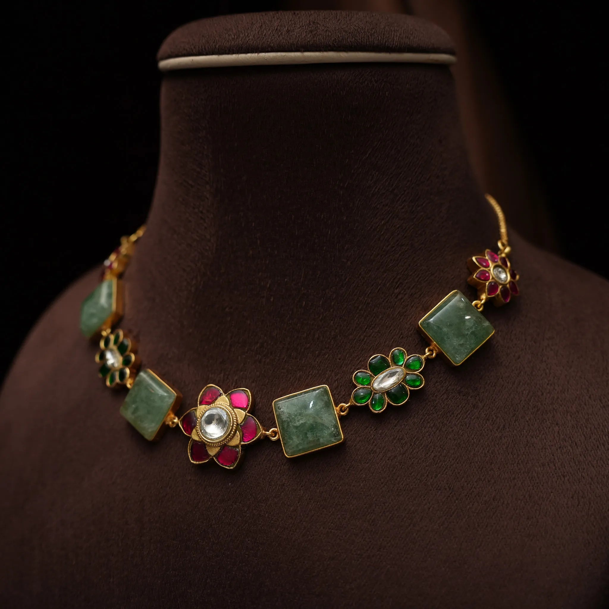Bhavya Polki Choker - Green