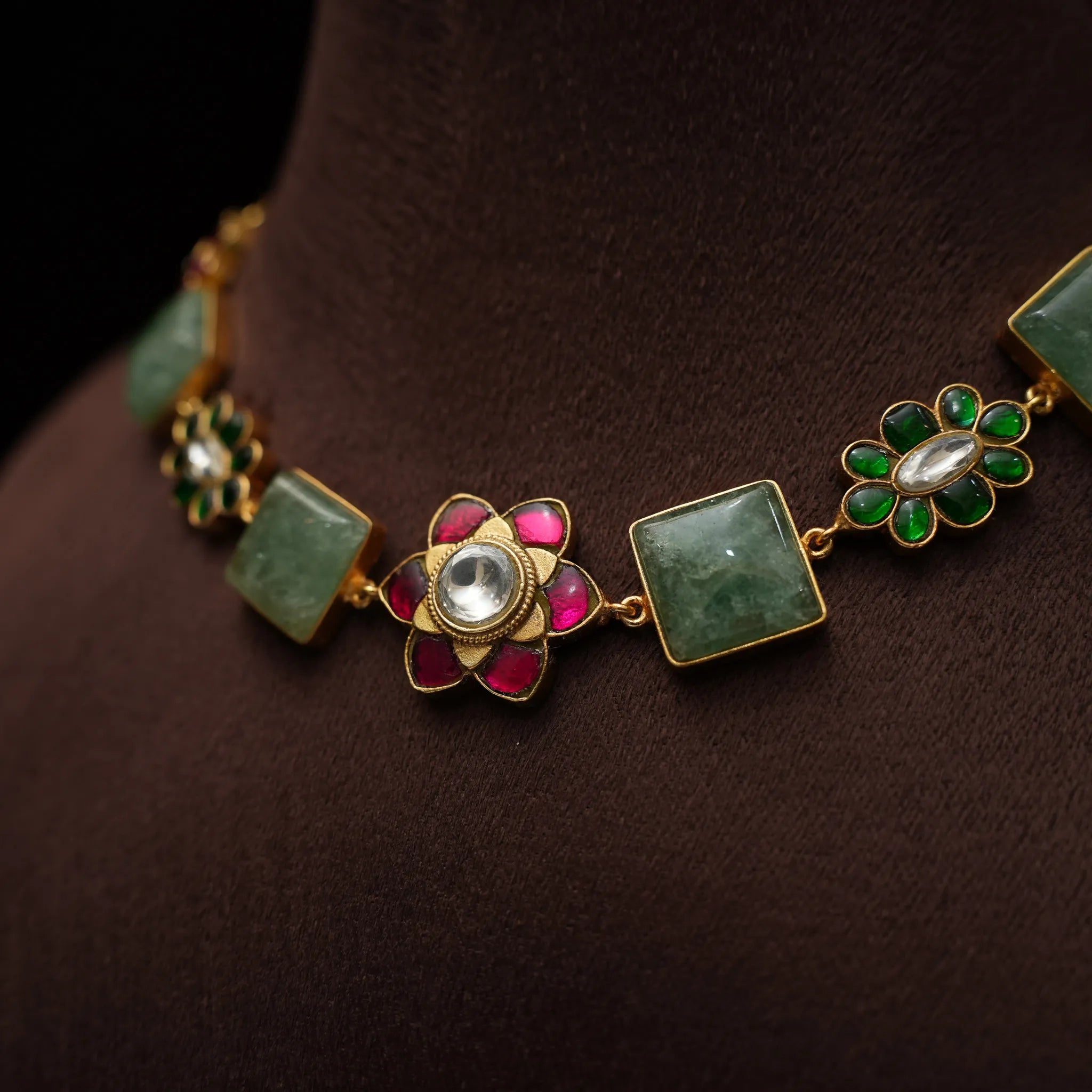 Bhavya Polki Choker - Green