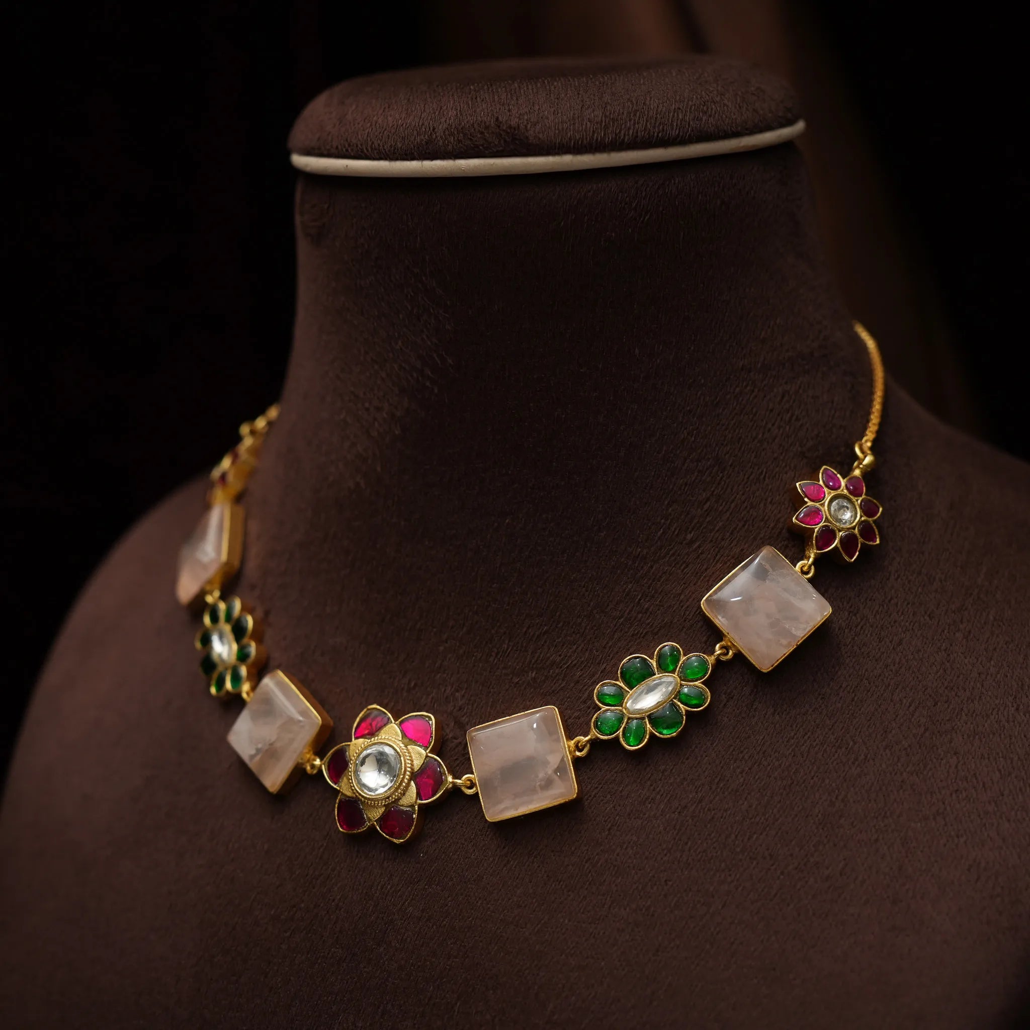 Bhavya Polki Choker - Light Pink