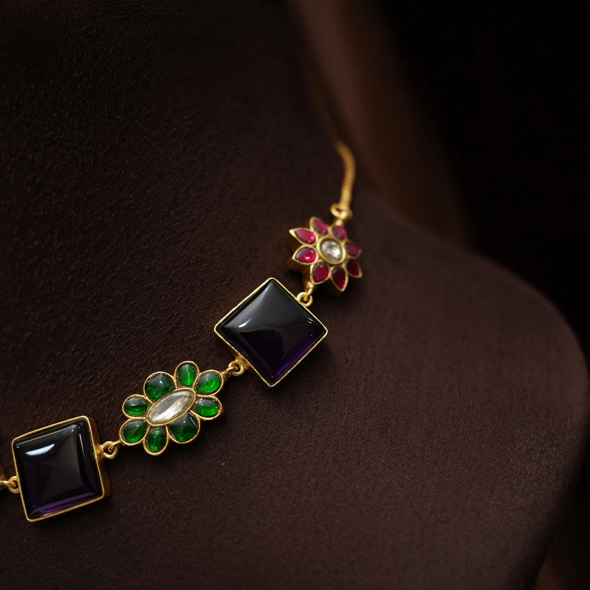 Bhavya Polki Choker - Purple