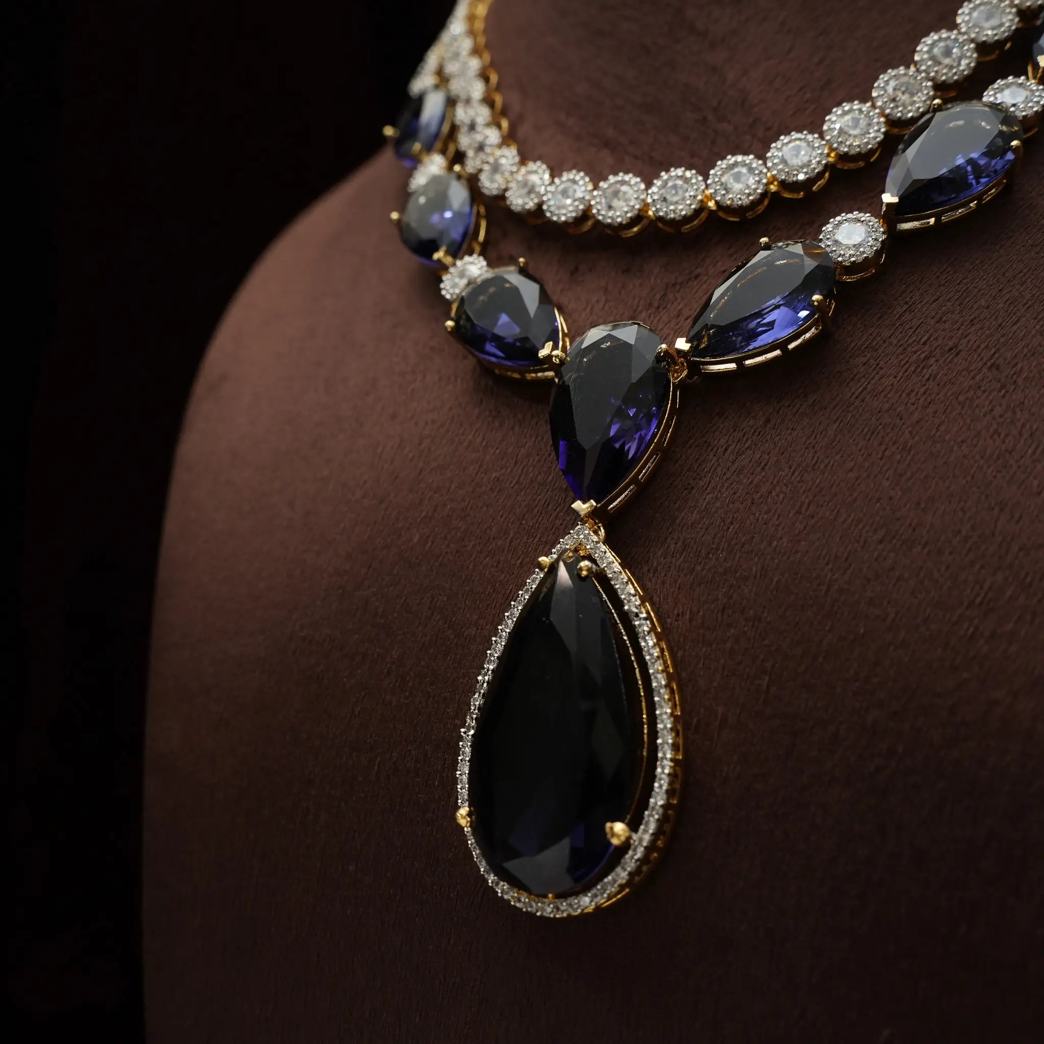 Bhavya Zircon Necklace - Purple