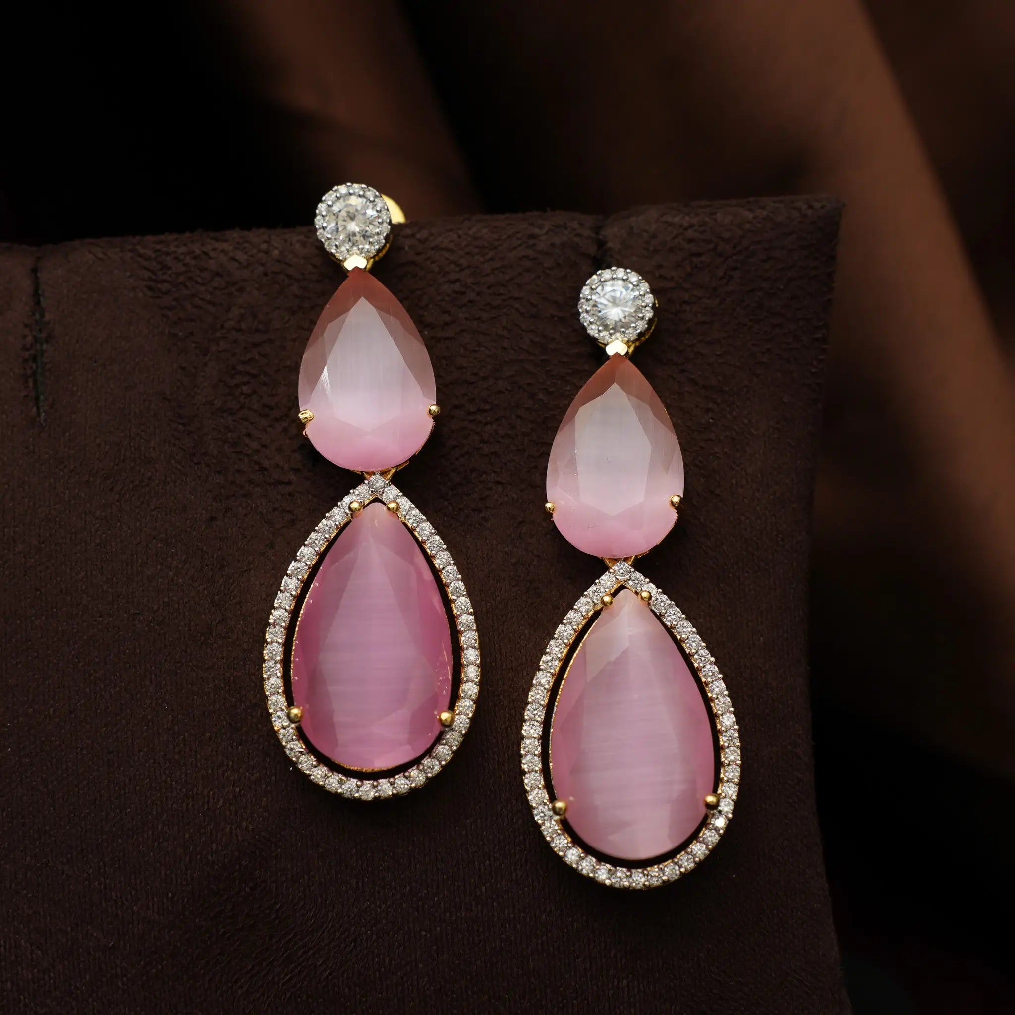 Bhavya Zircon Necklace - Pastel Pink