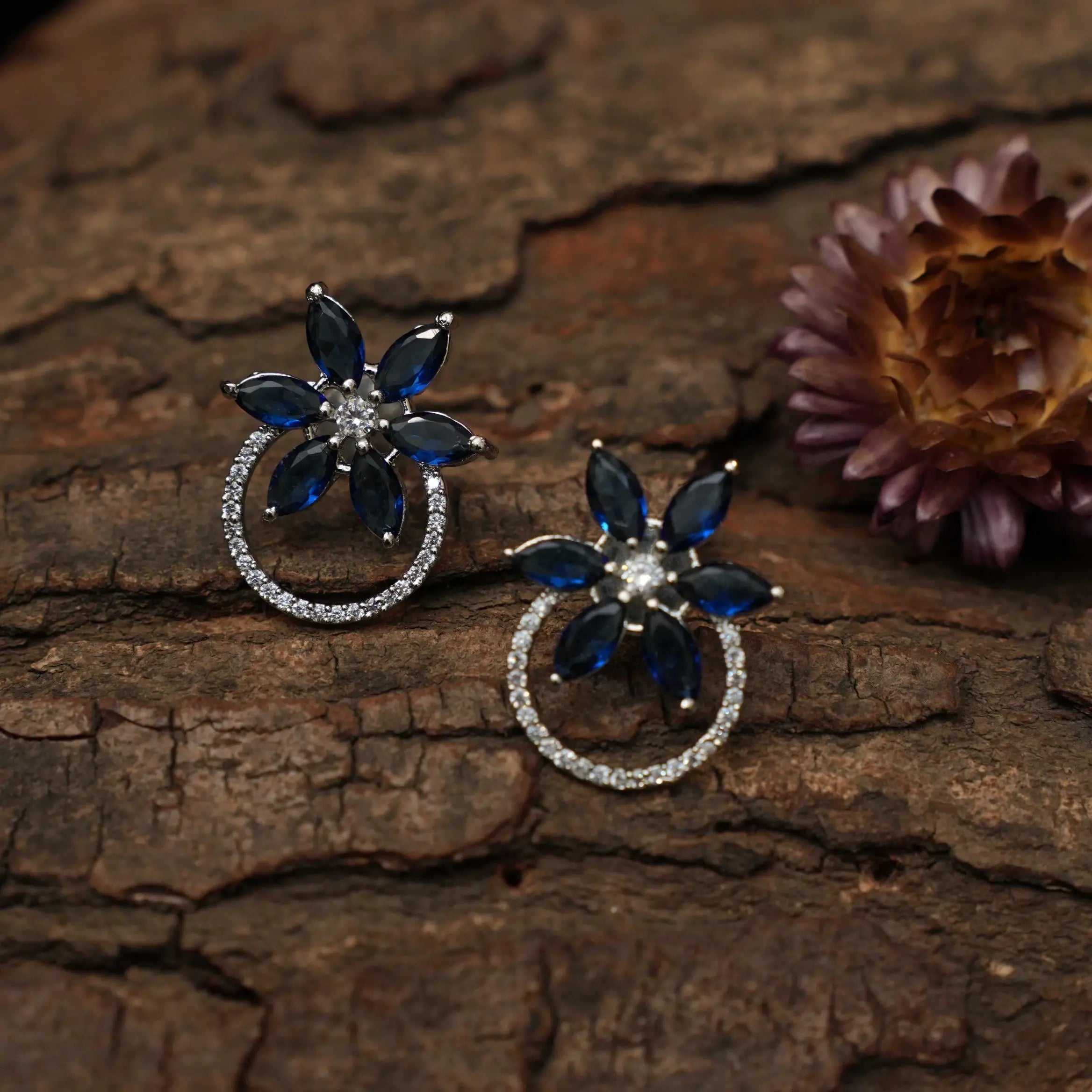 Bhooma Zircon Ear Stud - Blue