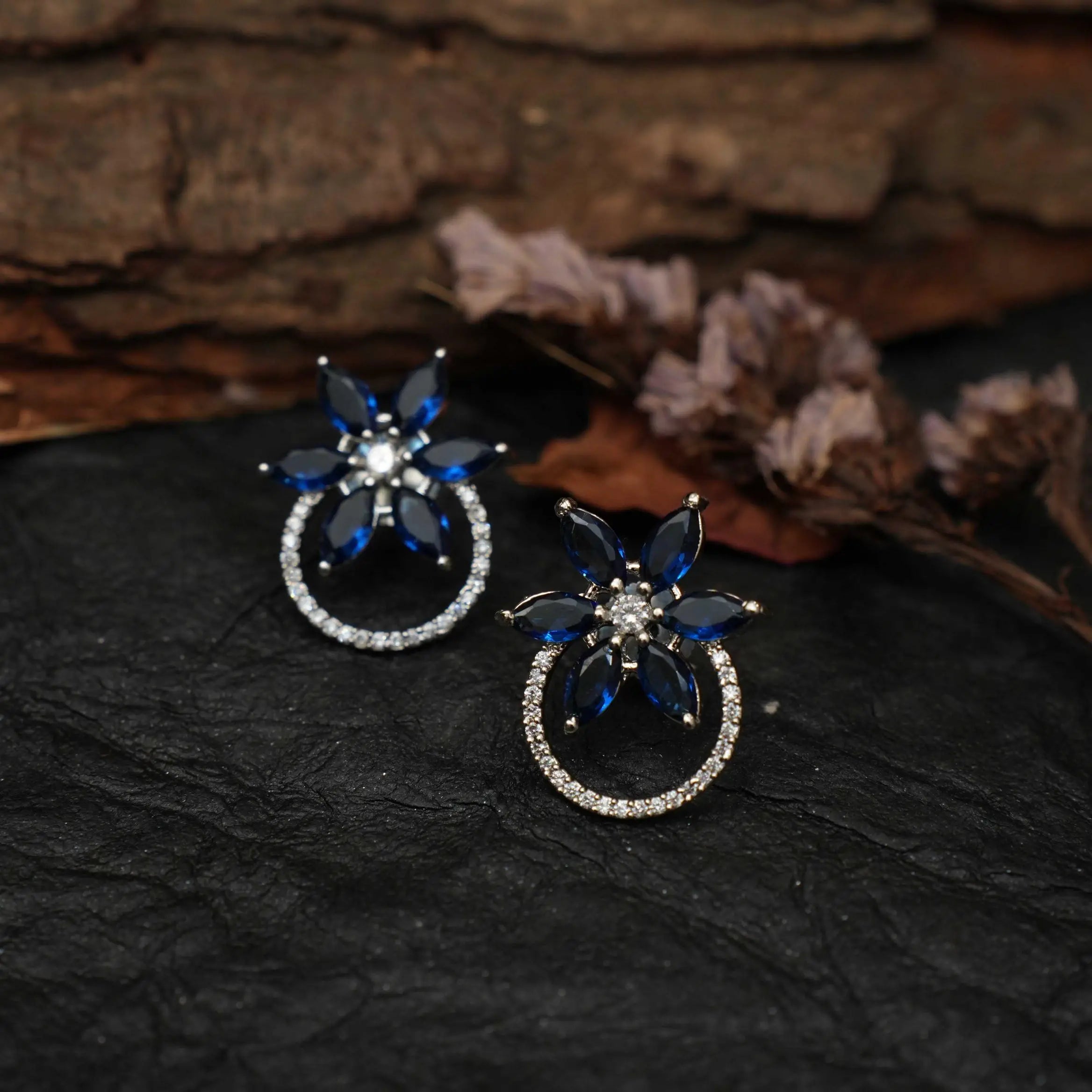 Bhooma Zircon Ear Stud - Blue