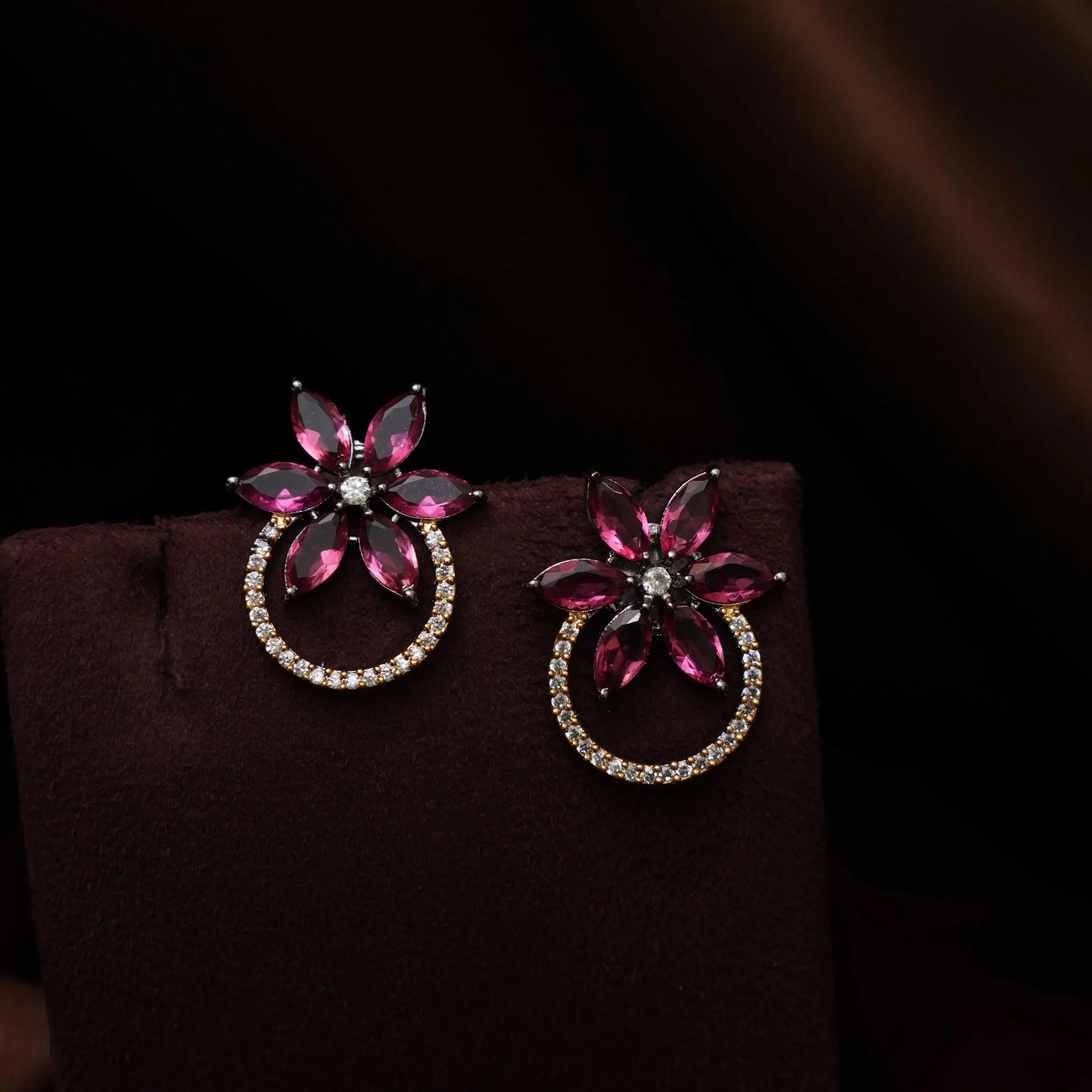 Bhooma Zircon Ear Stud - Magenta