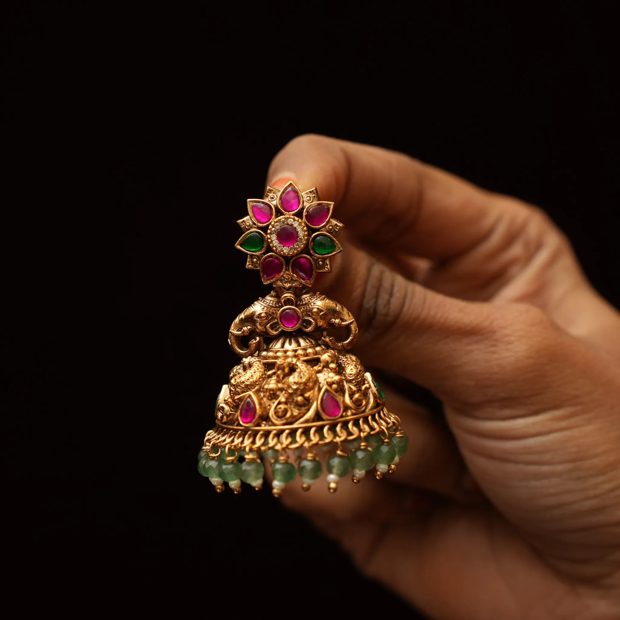 Bhumi Antique Jhumka Earrings - Aarini