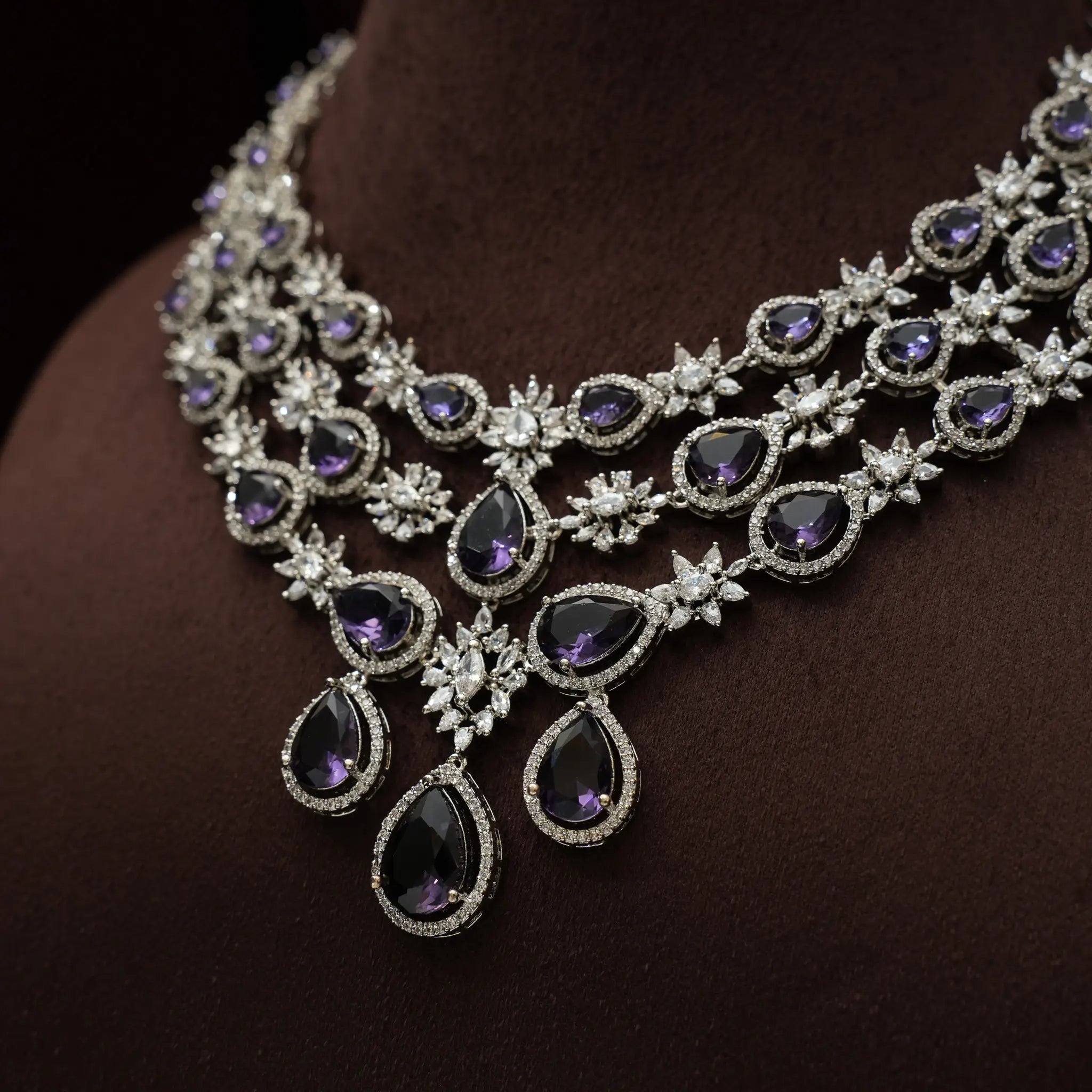 Bhuvika Zircon Necklace - Purple