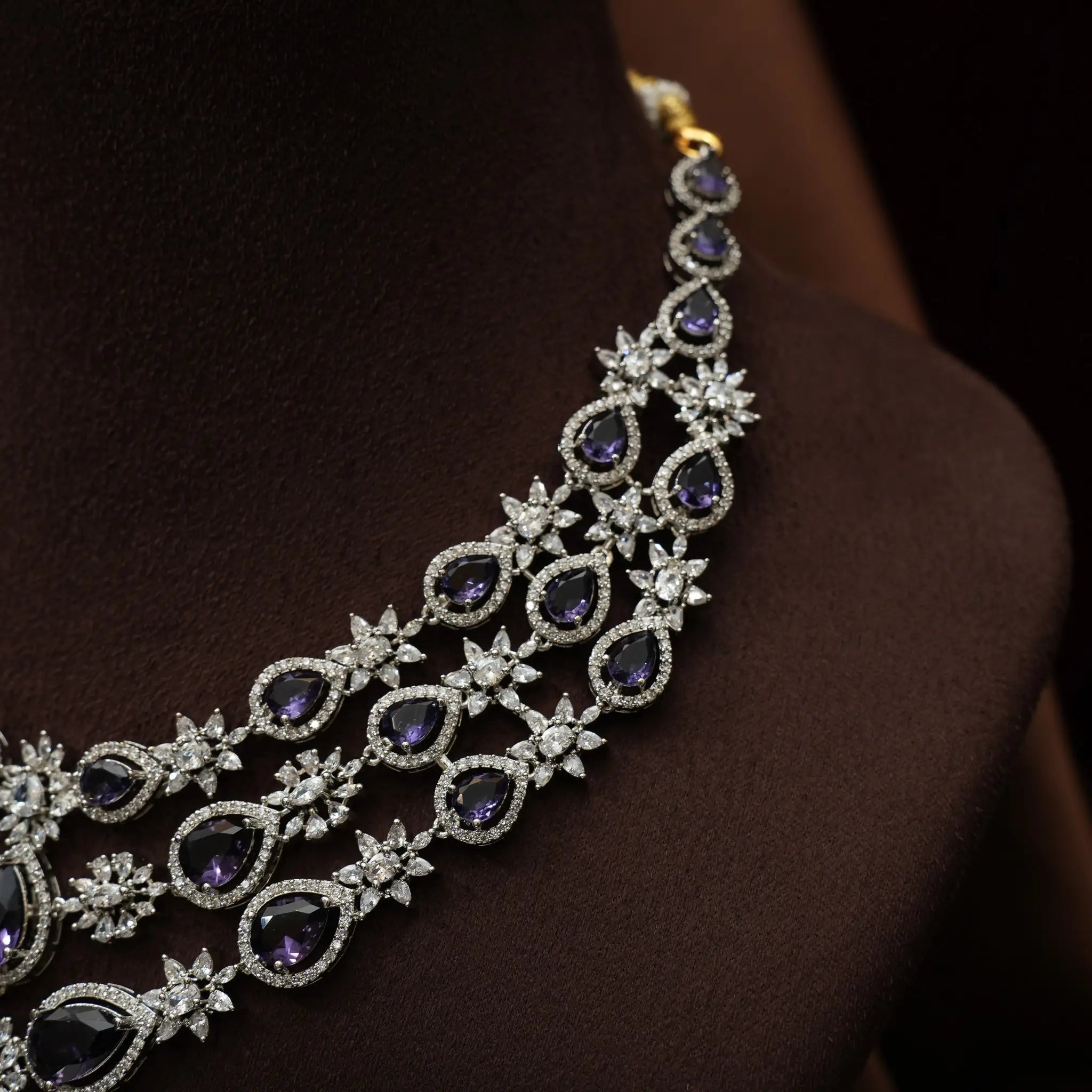 Bhuvika Zircon Necklace - Purple