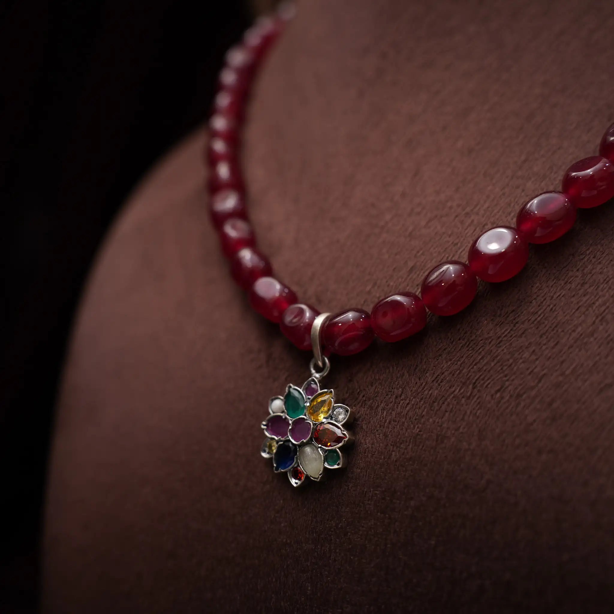 Bohita Silver Beaded Necklace