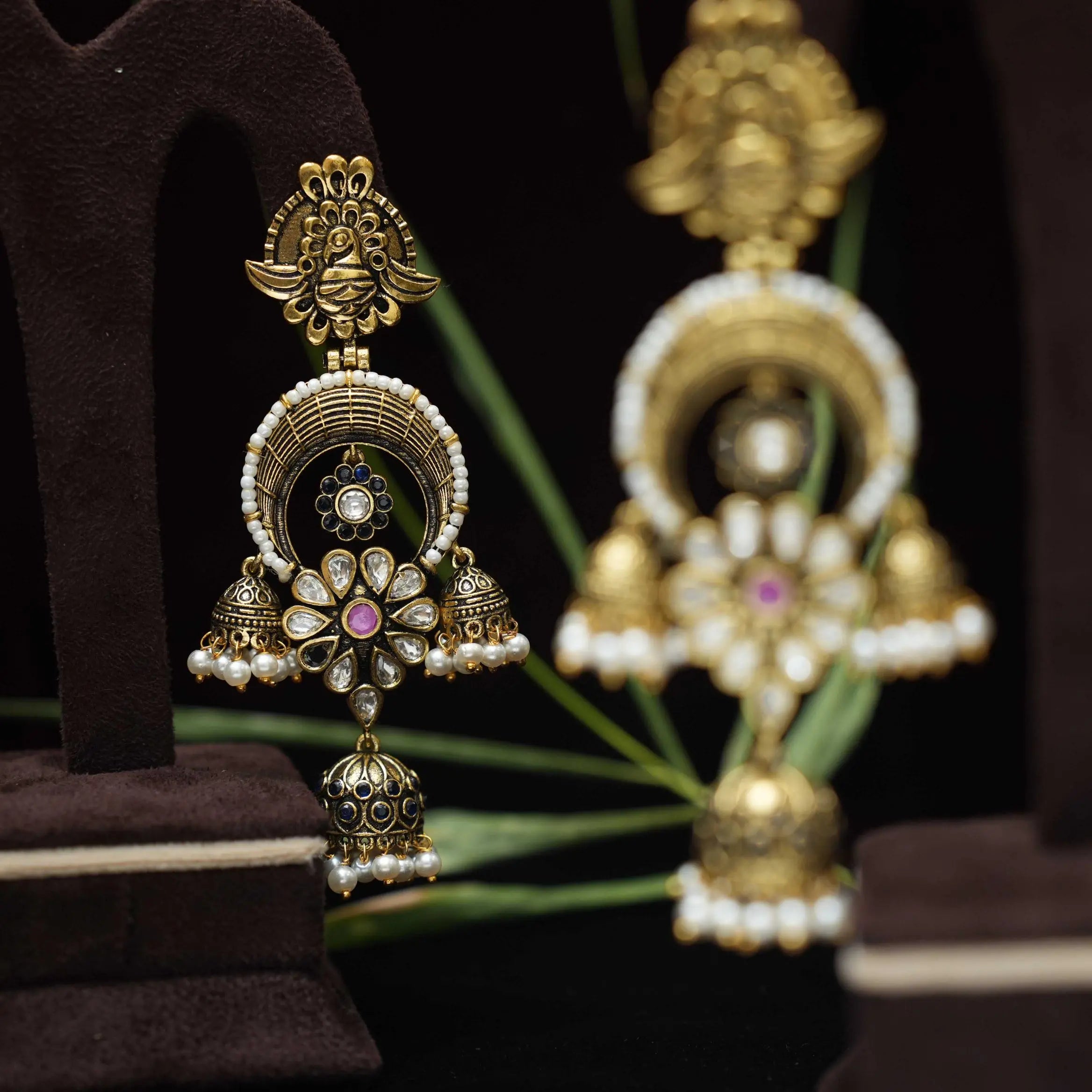 Brishti Antique Designer Earrings - Blue