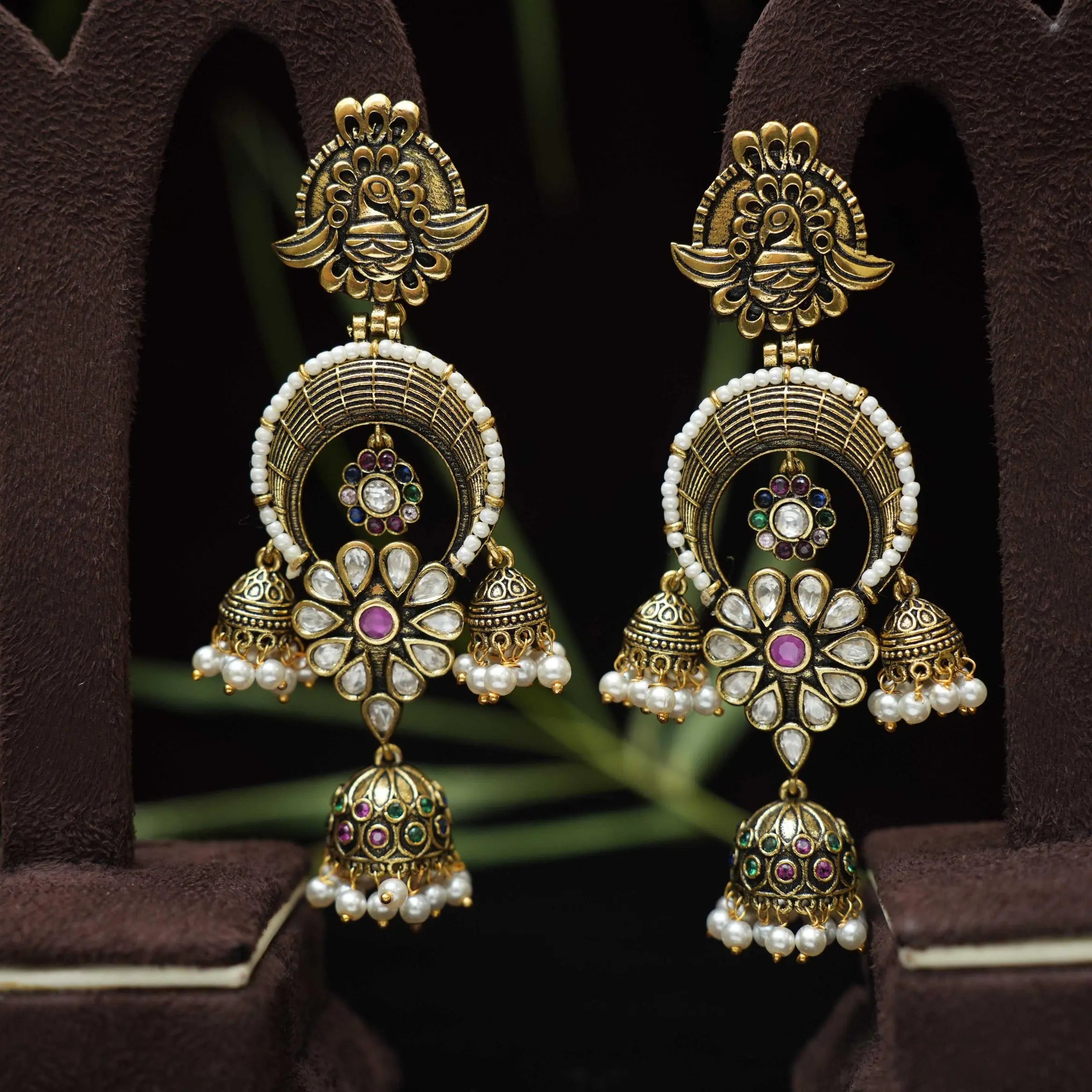Brishti Antique Designer Earrings - Multicolor
